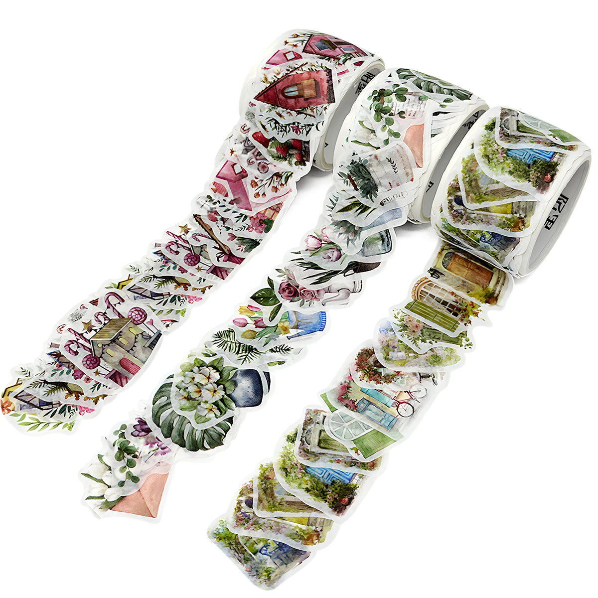 Wrapables 3 Rolls Decorative Washi Tape Stickers for Scrapbooking, Stationery, Diary, Card Making (300 pcs)