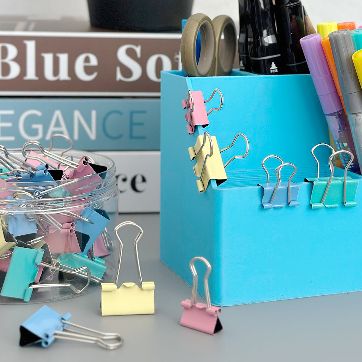 Wrapables Multicolor Binder Clips for Office, Paper Clamps, Paper Clips