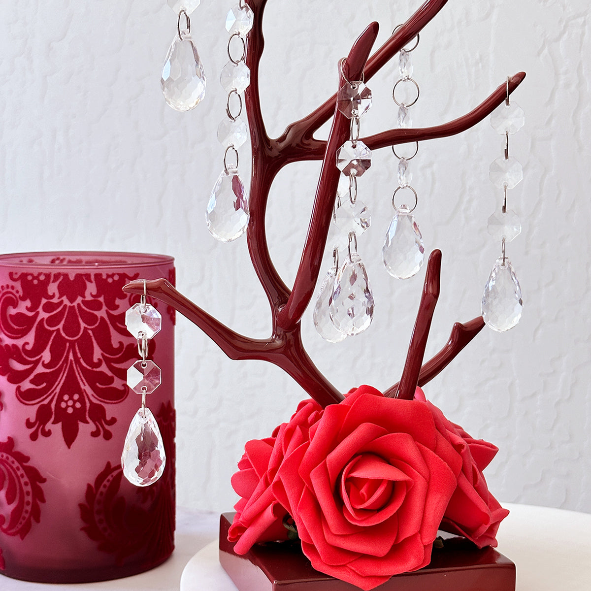 Wrapables Acrylic Hanging Crystal Bead Strands for Chandeliers, Garlands, Wedding Decorations, Christmas Tree Ornaments (20pcs)