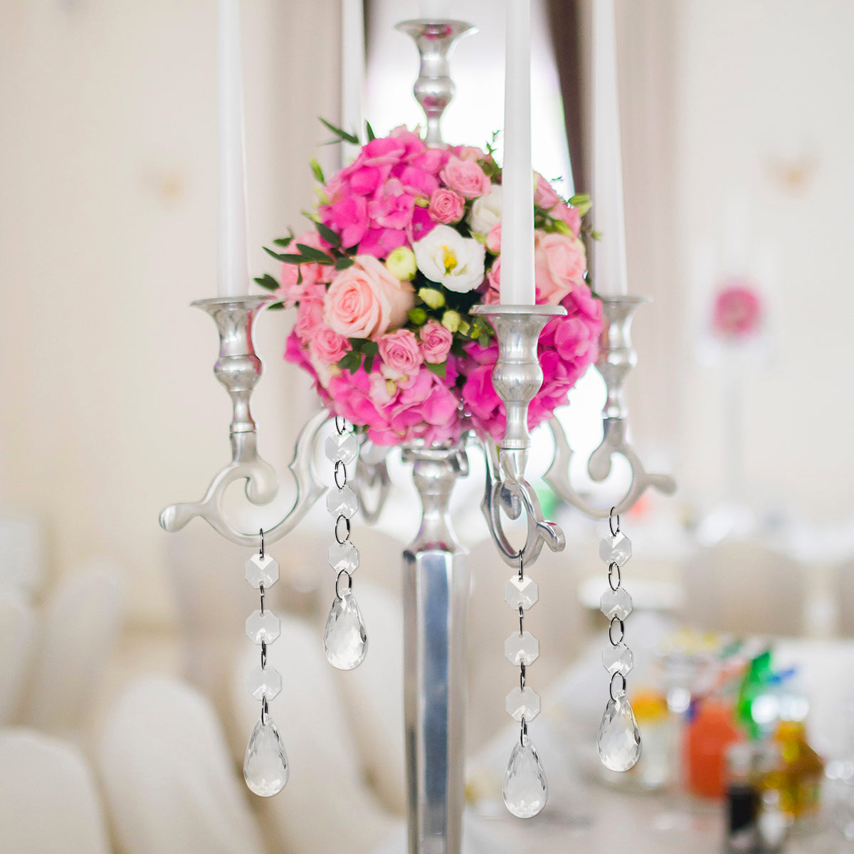 Wrapables Acrylic Hanging Crystal Bead Strands for Chandeliers, Garlands, Wedding Decorations, Christmas Tree Ornaments (20pcs)