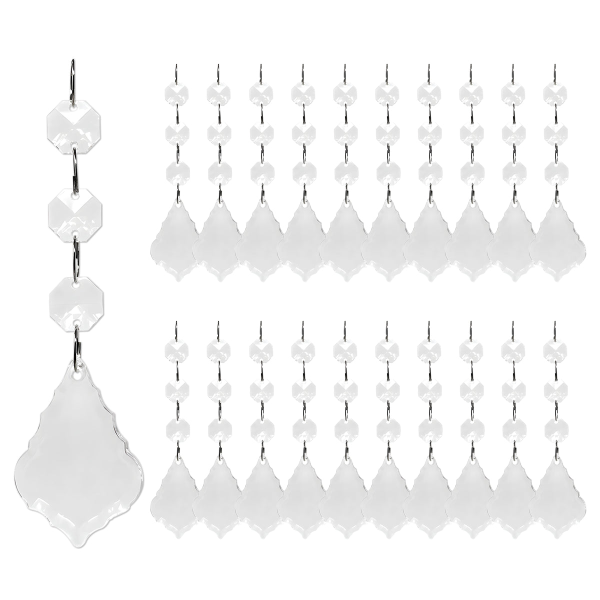 Wrapables Acrylic Hanging Crystal Bead Strands for Chandeliers, Garlands, Wedding Decorations, Christmas Tree Ornaments (20pcs)