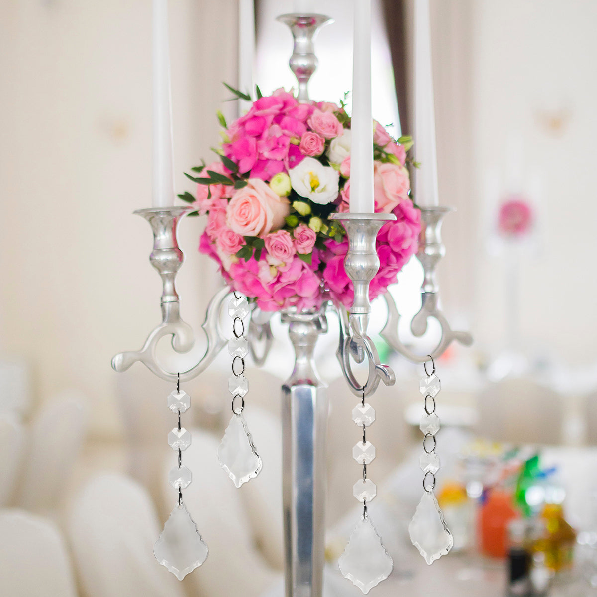 Wrapables Acrylic Hanging Crystal Bead Strands for Chandeliers, Garlands, Wedding Decorations, Christmas Tree Ornaments (20pcs)