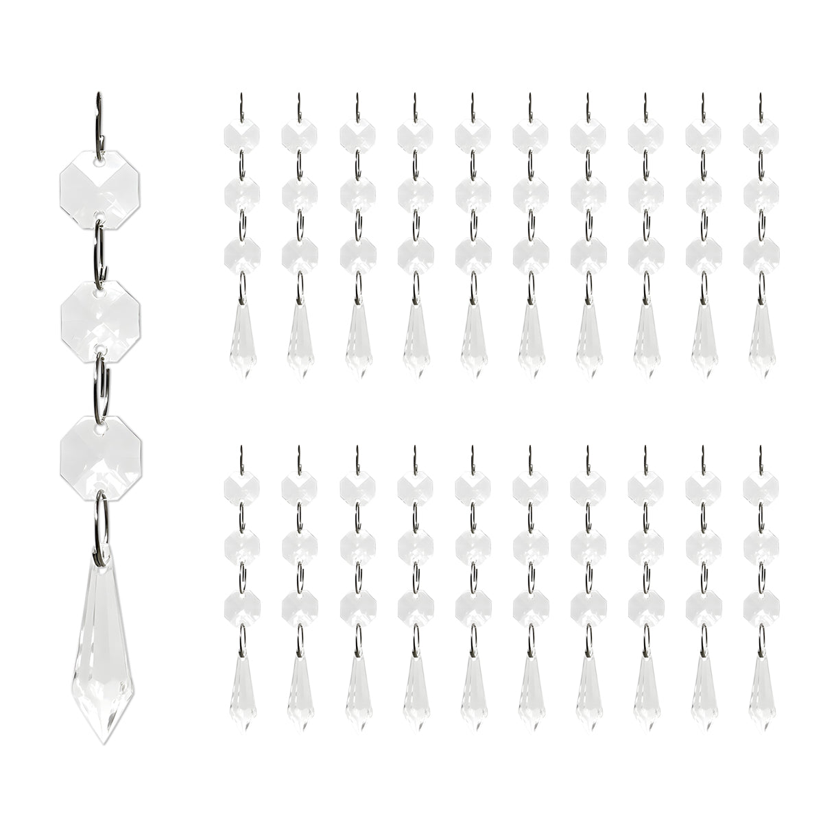 Wrapables Acrylic Hanging Crystal Bead Strands for Chandeliers, Garlands, Wedding Decorations, Christmas Tree Ornaments (20pcs)