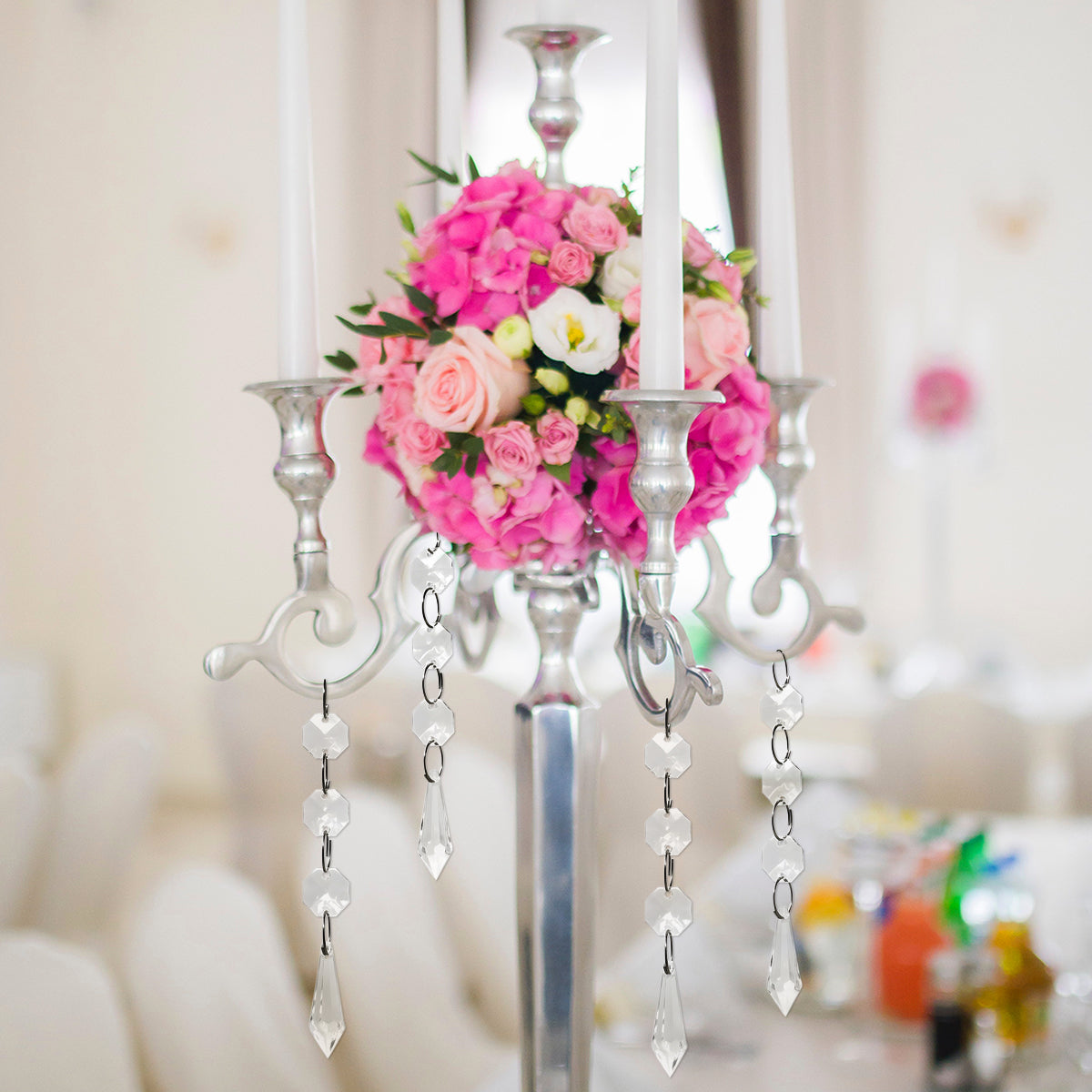 Wrapables Acrylic Hanging Crystal Bead Strands for Chandeliers, Garlands, Wedding Decorations, Christmas Tree Ornaments (20pcs)