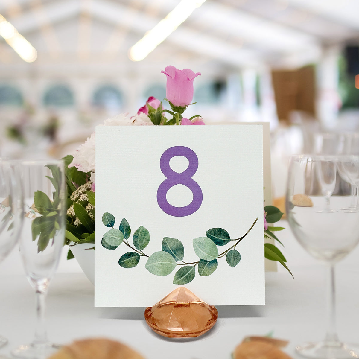 Wrapables Acrylic Diamond Place Card Holders for Wedding, Parties, Holidays, Special Events Table Decor (12pcs)
