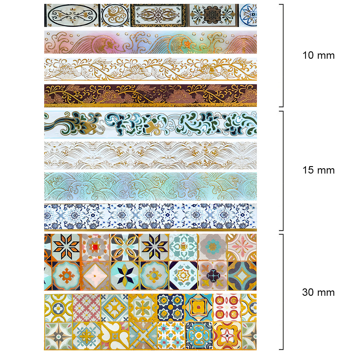 Wrapables Decorative Gold Foil Washi Tape Box Set for Arts & Crafts, Scrapbooking, Stationery, Diary (10 Rolls)
