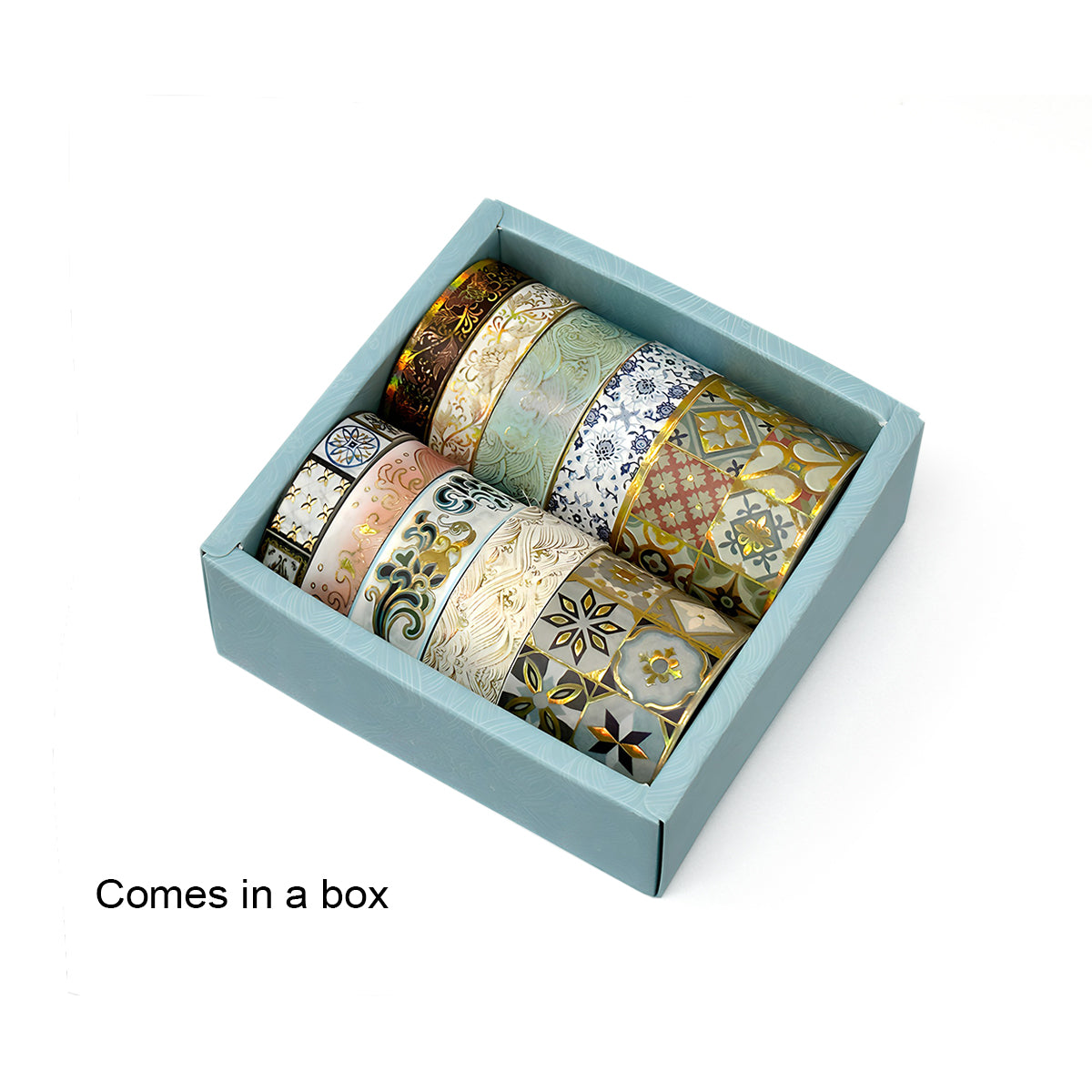 Wrapables Decorative Gold Foil Washi Tape Box Set for Arts & Crafts, Scrapbooking, Stationery, Diary (10 Rolls)