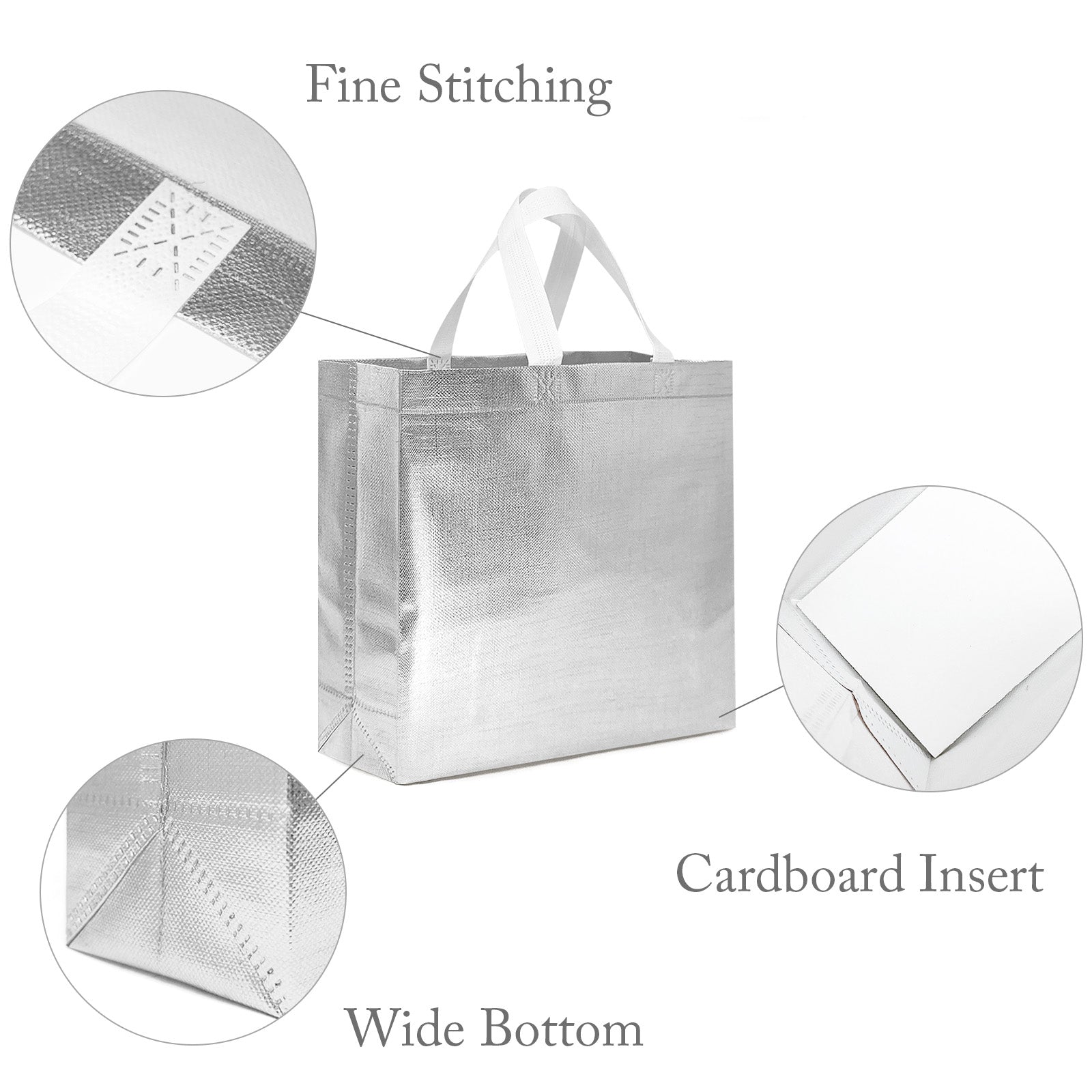 Wrapables Glossy Non-Woven Reusable Gift Bags with Handles for Weddings, Bridal Showers, Parties (Set of 8)