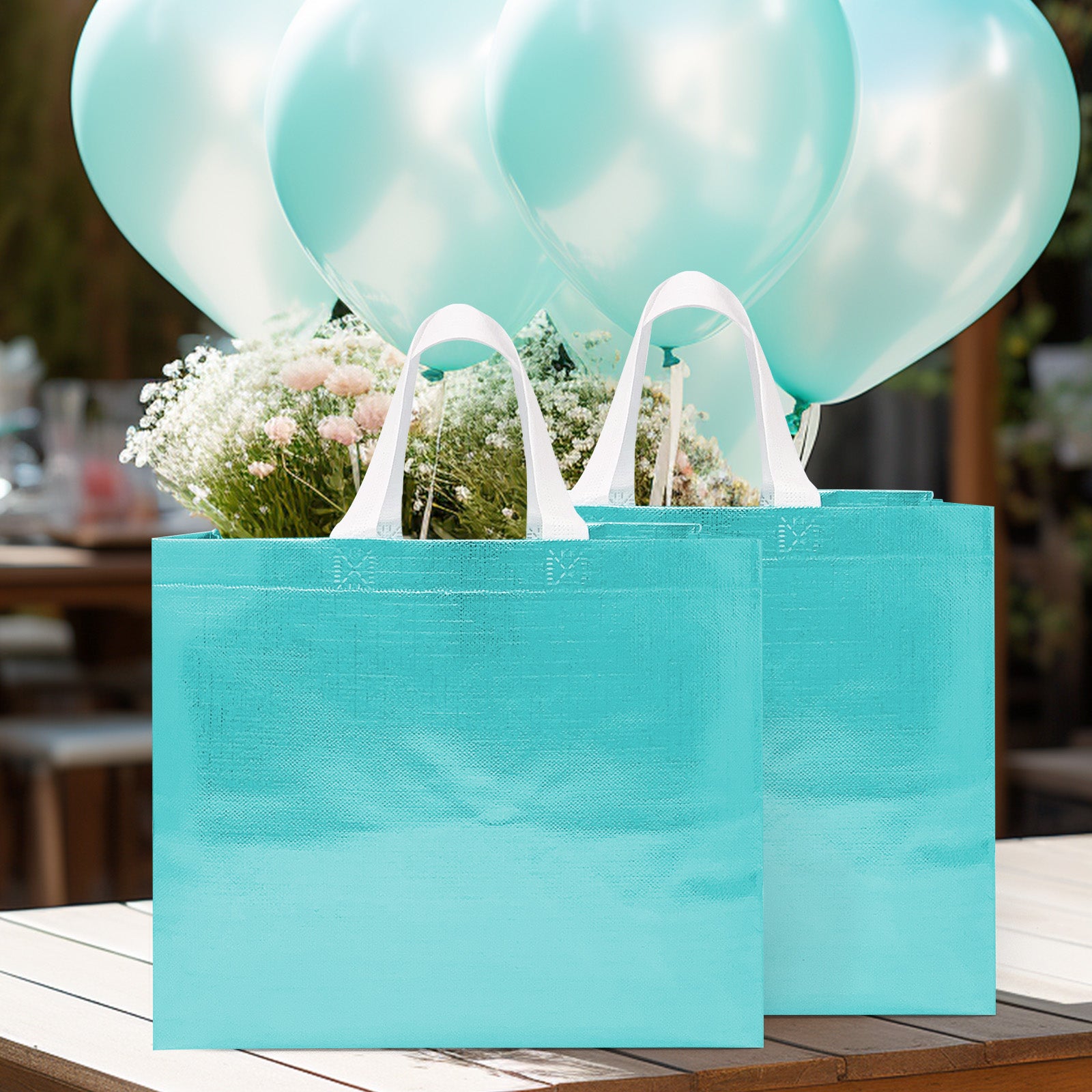 Wrapables Glossy Non-Woven Reusable Gift Bags with Handles for Weddings, Bridal Showers, Parties (Set of 8)