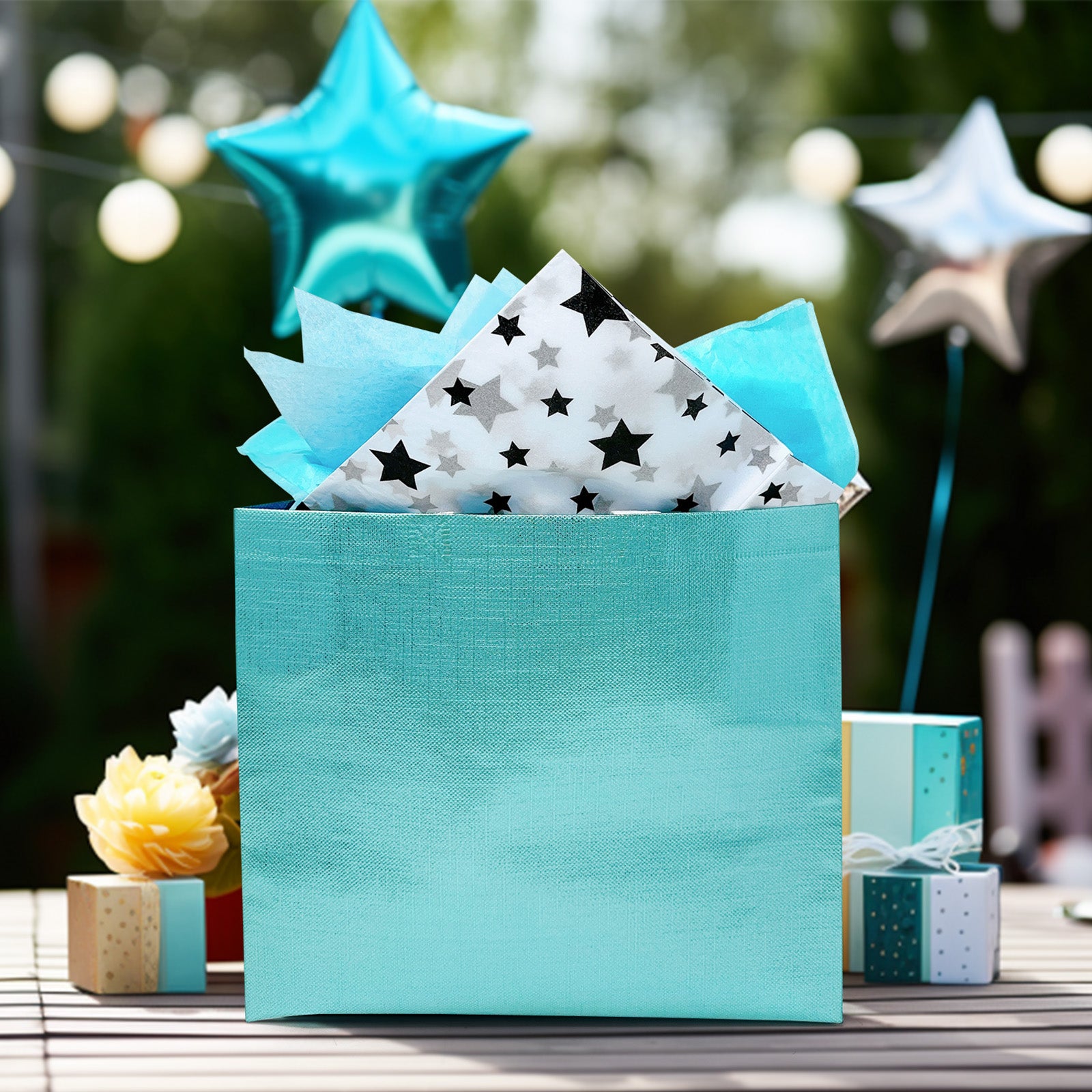 Wrapables Glossy Non-Woven Reusable Gift Bags with Handles for Weddings, Bridal Showers, Parties (Set of 8)