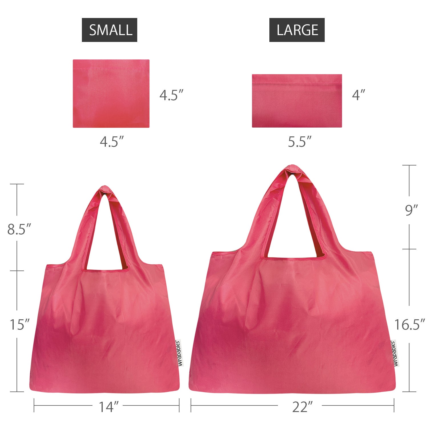 Wrapables Large & Small Foldable Tote Nylon Reusable Grocery Bags, Set of 2