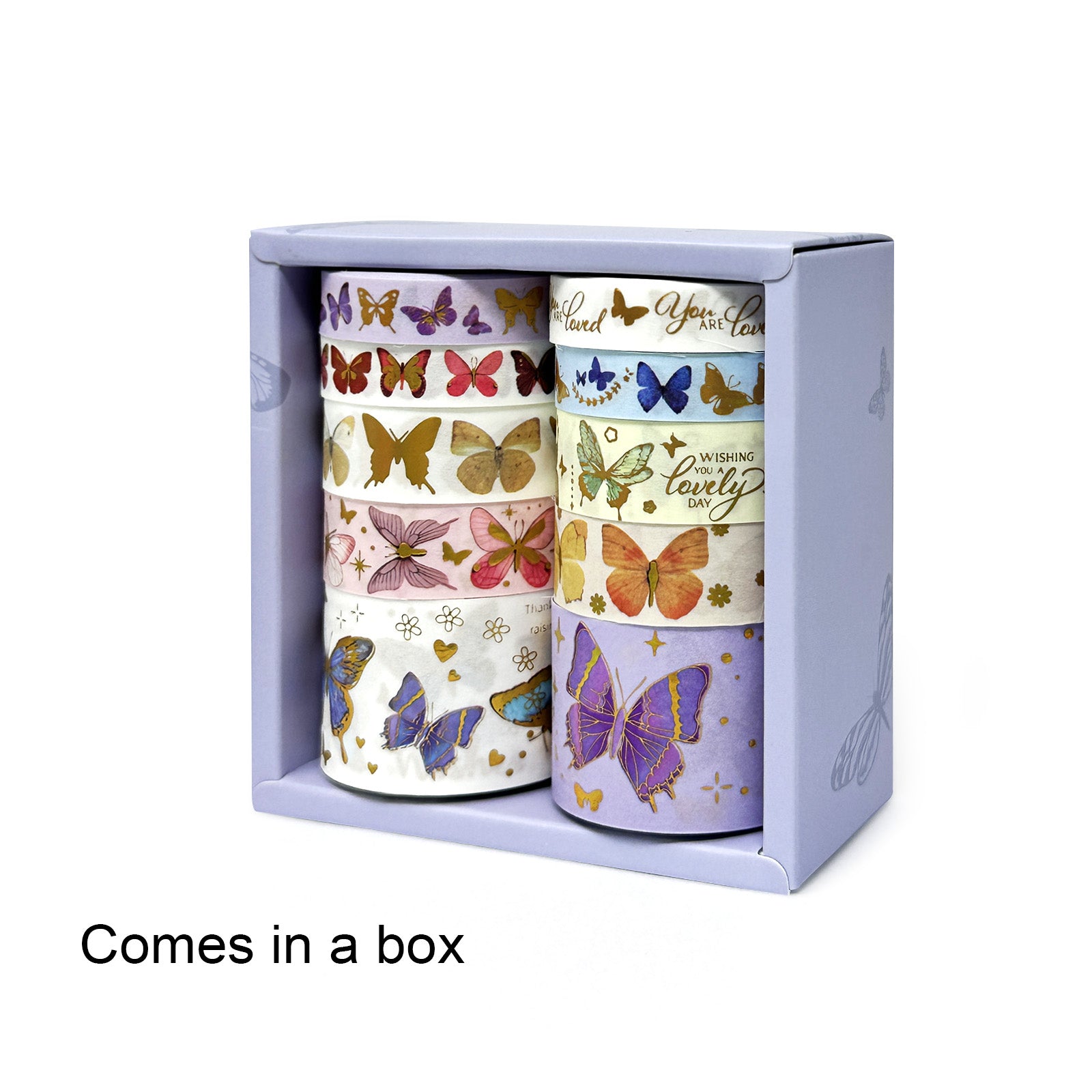 Wrapables Decorative Gold Foil Washi Tape Box Set for Arts & Crafts, Scrapbooking, Stationery, Diary (10 Rolls)