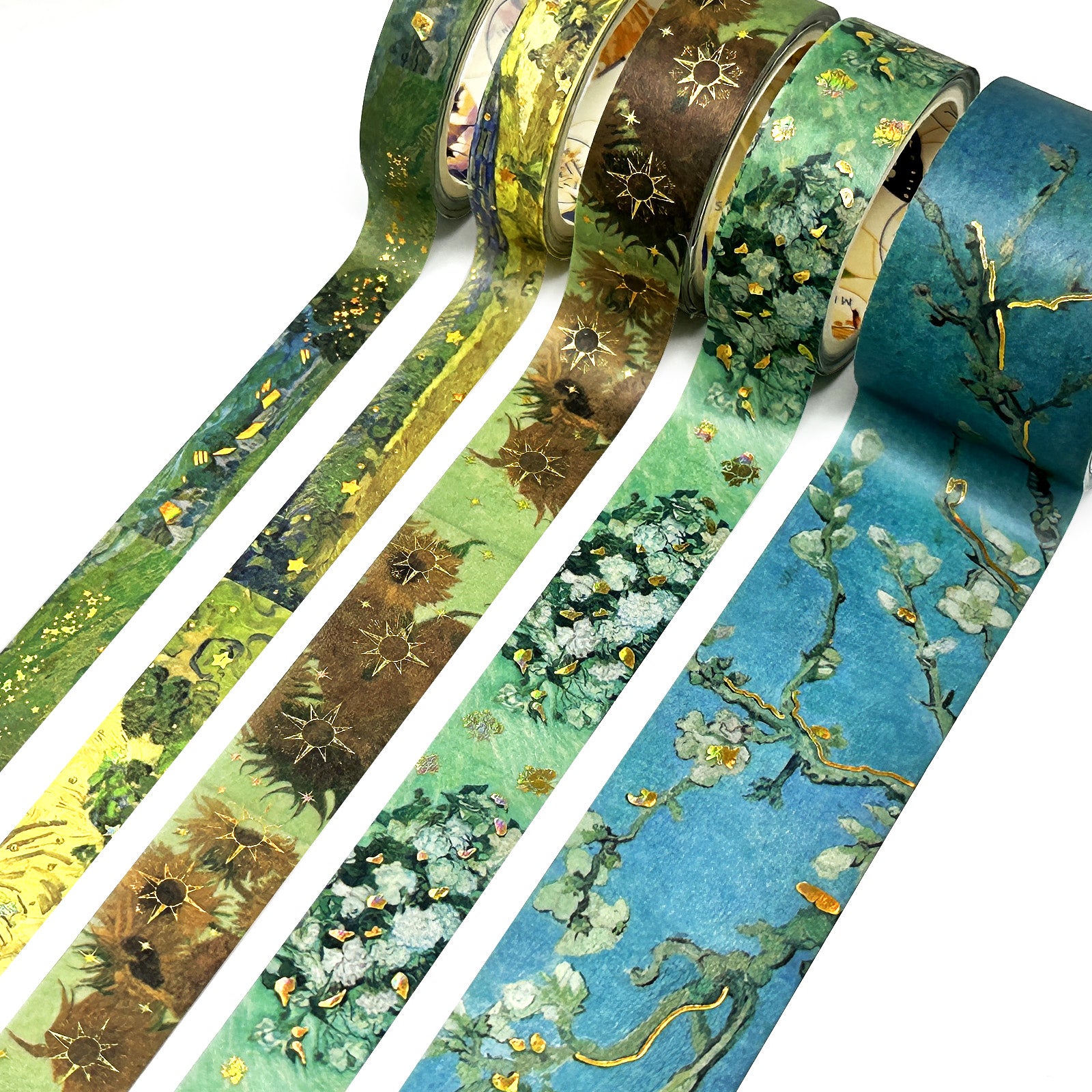 Wrapables Decorative Gold Foil Washi Tape Box Set for Arts & Crafts, Scrapbooking, Stationery, Diary (10 Rolls)