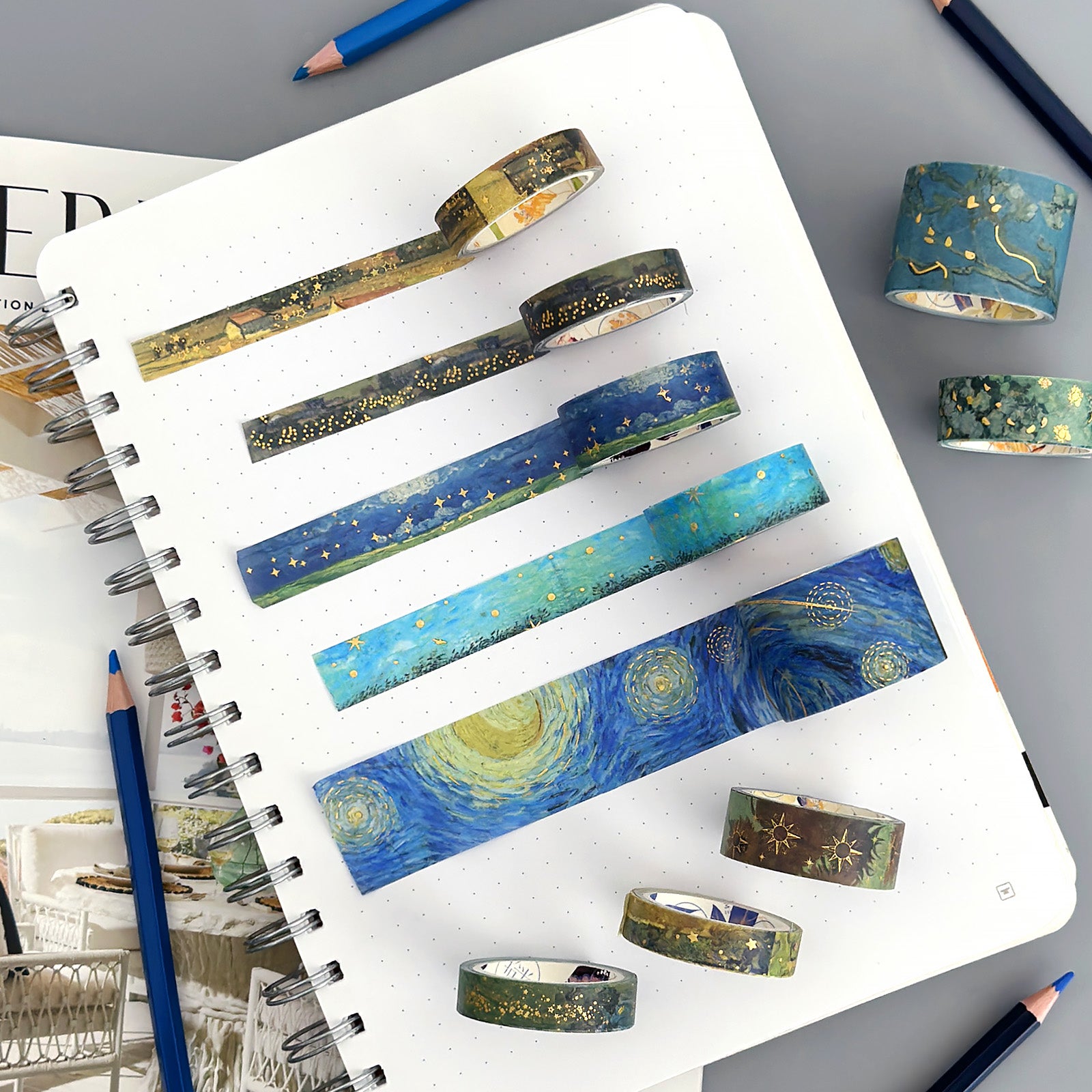 Wrapables Decorative Gold Foil Washi Tape Box Set for Arts & Crafts, Scrapbooking, Stationery, Diary (10 Rolls)