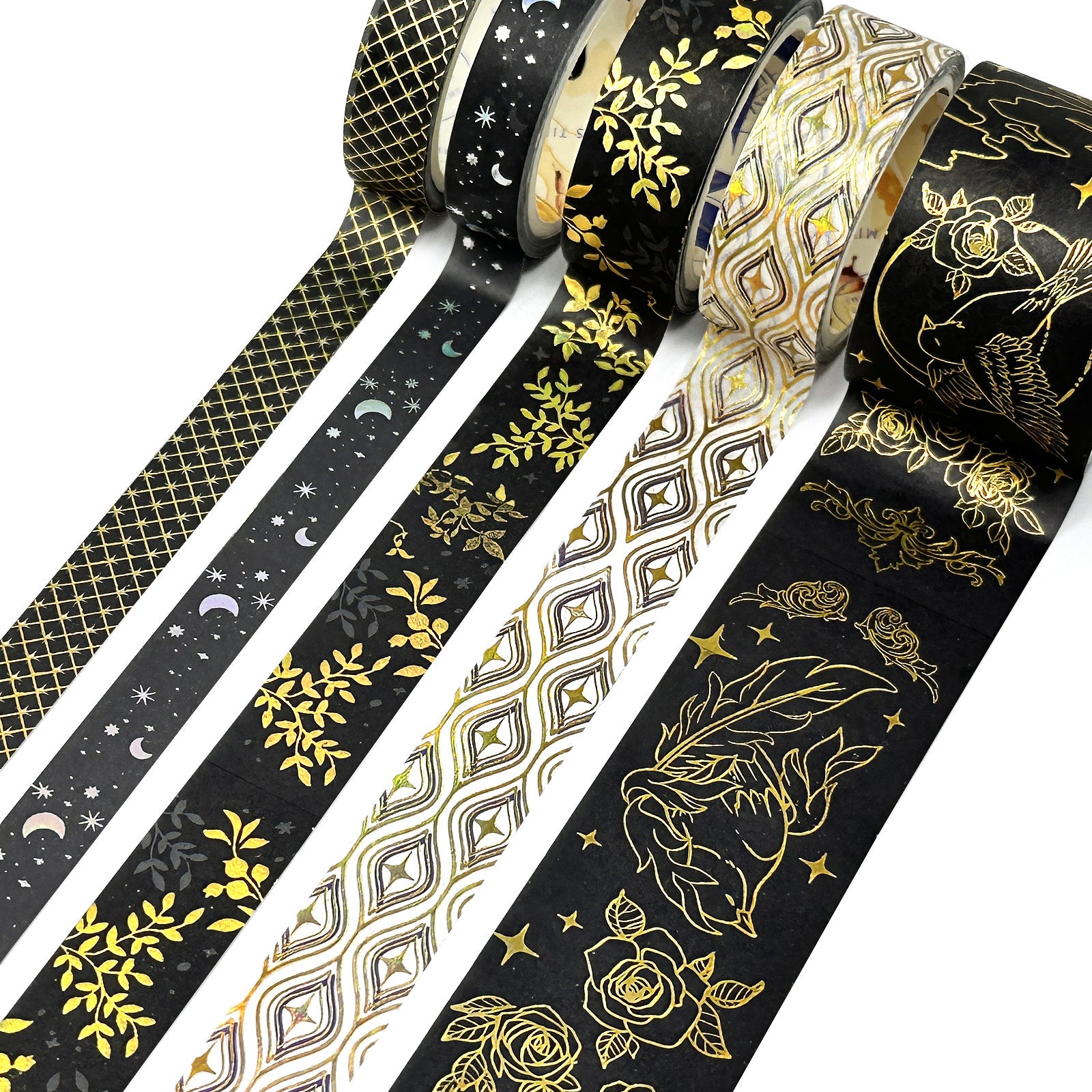 Wrapables Decorative Gold Foil Washi Tape Box Set for Arts & Crafts, Scrapbooking, Stationery, Diary (10 Rolls)