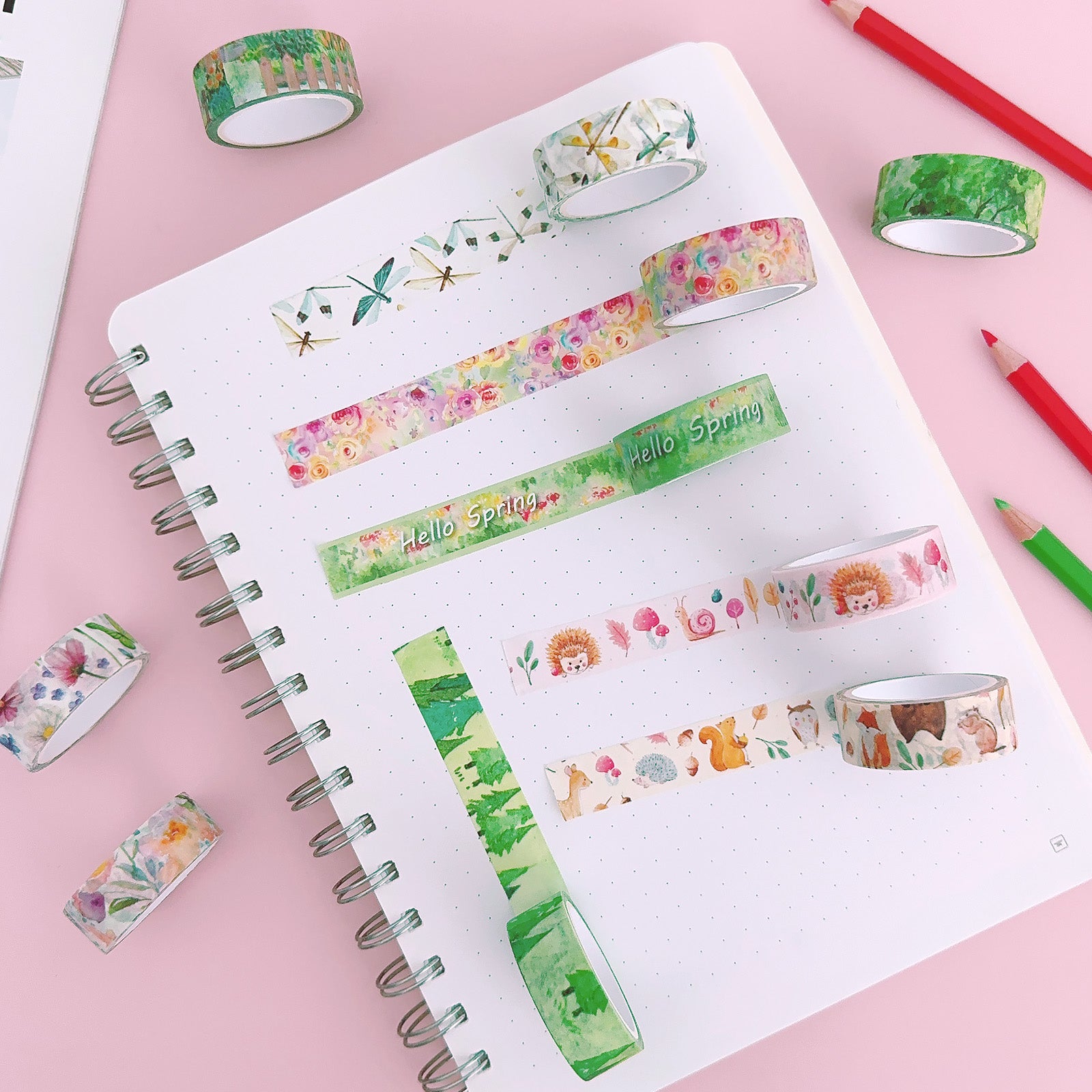 Wrapables Decorative Washi Tape for Scrapbooking, Stationery, Diary, Card Making (10 Rolls), Hello Spring