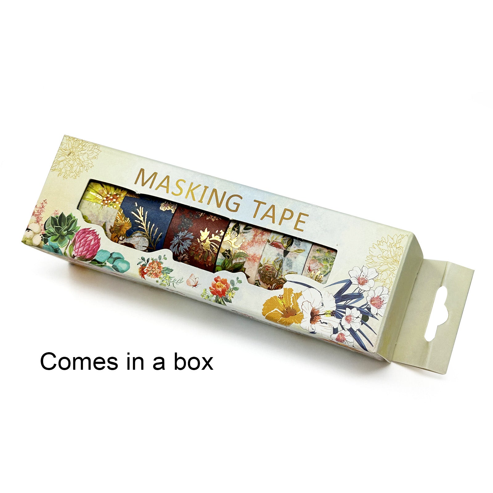 Wrapables Nature Metallic Foil Washi Tape Set for Scrapbooking, Stationery, Diary, Card Making, (8 Rolls), Floral Bloom