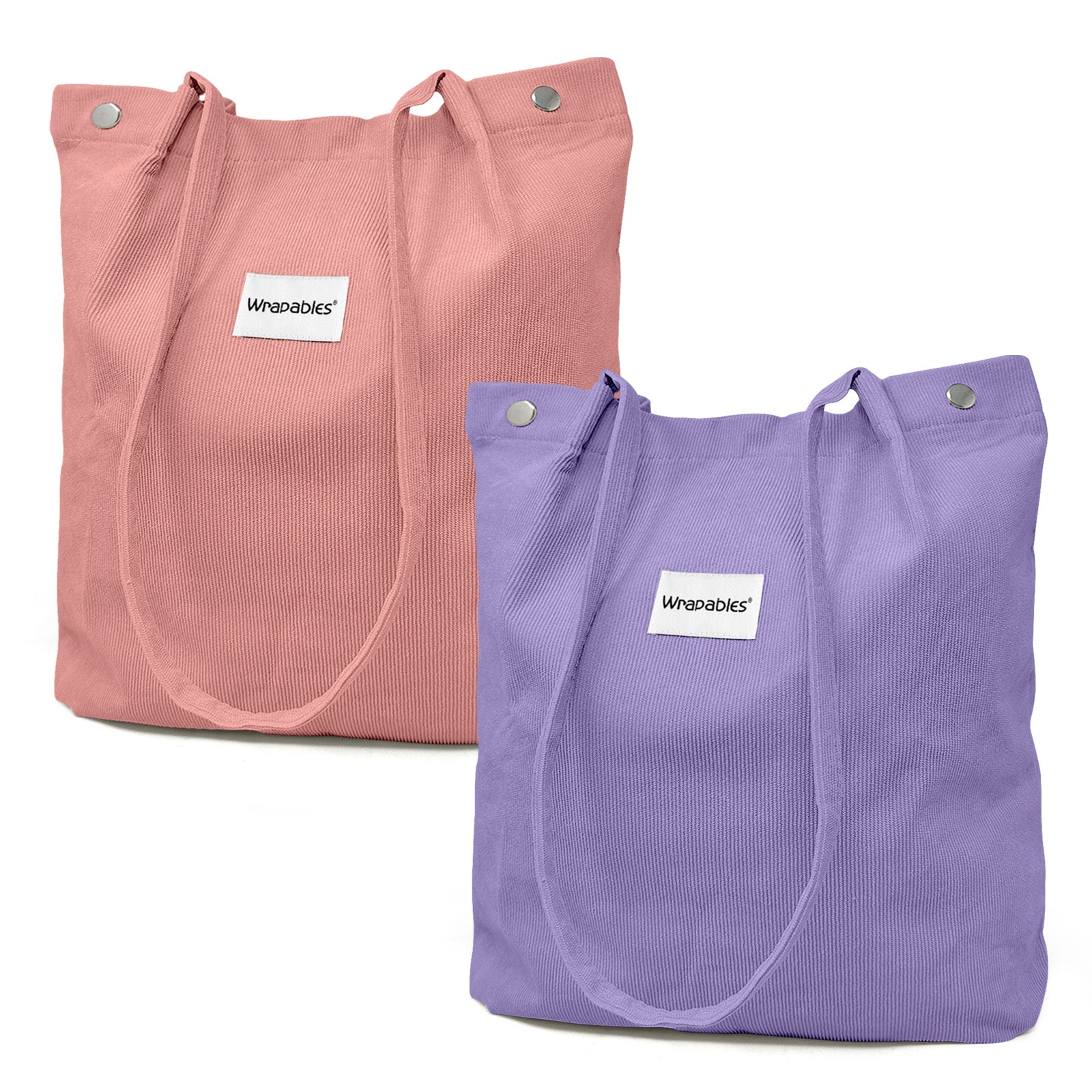 Wrapables Corduroy Tote Bag, Casual Everyday Shoulder Handbag