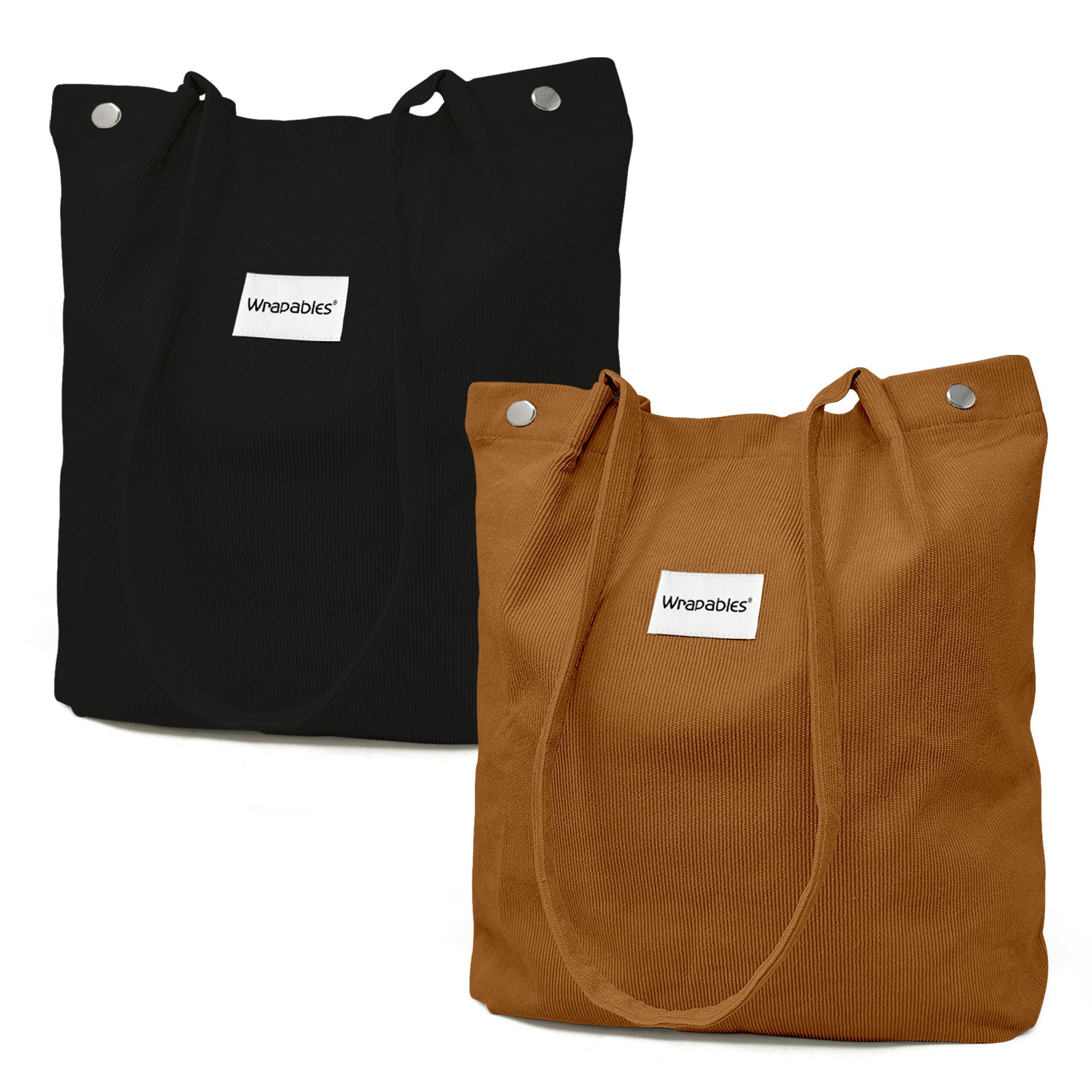 Wrapables Corduroy Tote Bag, Casual Everyday Shoulder Handbag