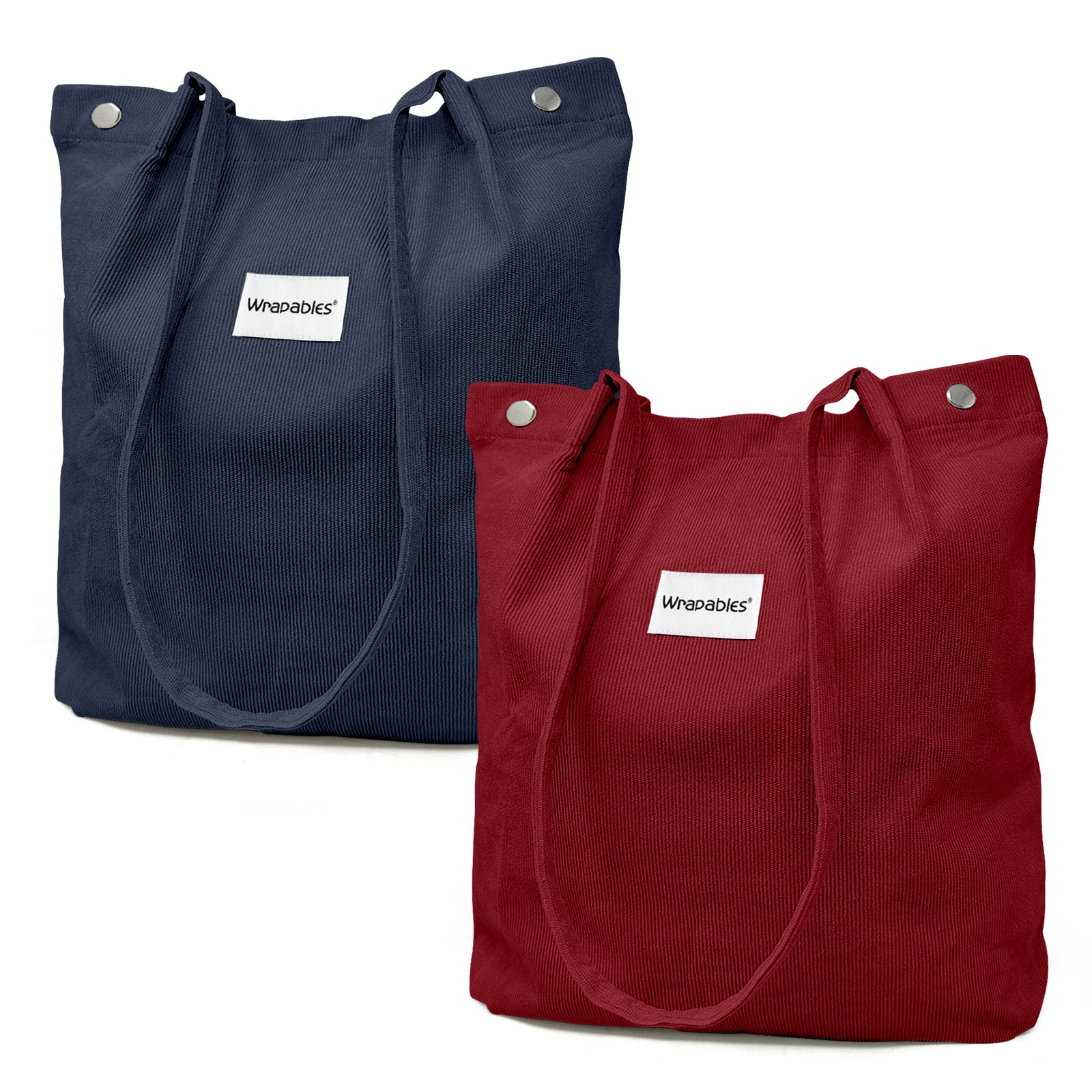 Wrapables Corduroy Tote Bag, Casual Everyday Shoulder Handbag