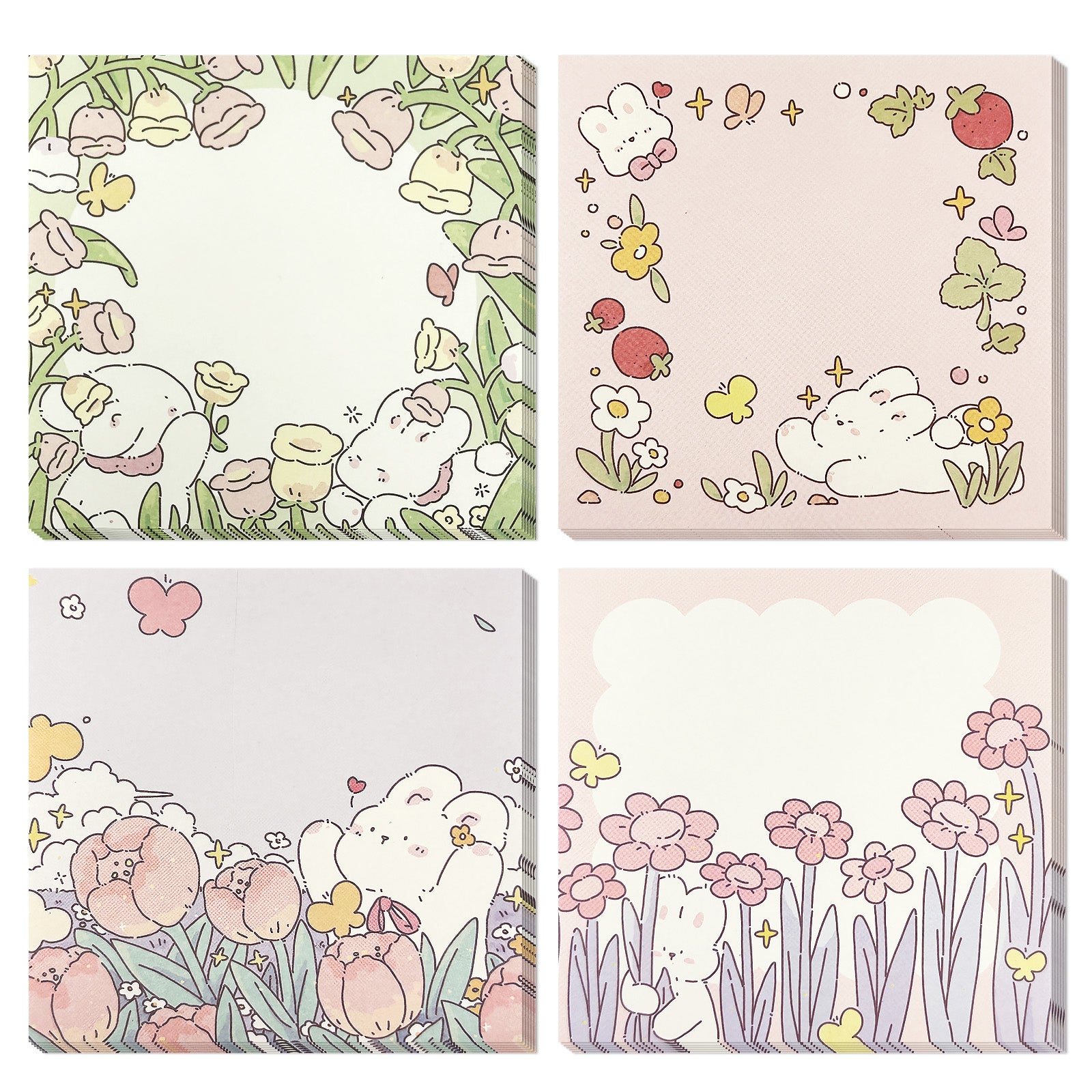 Wrapables Spring Garden Memo Note Pads (Set of 4)