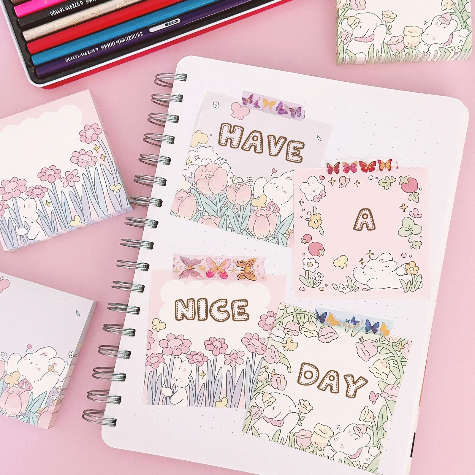 Wrapables Spring Garden Memo Note Pads (Set of 4)