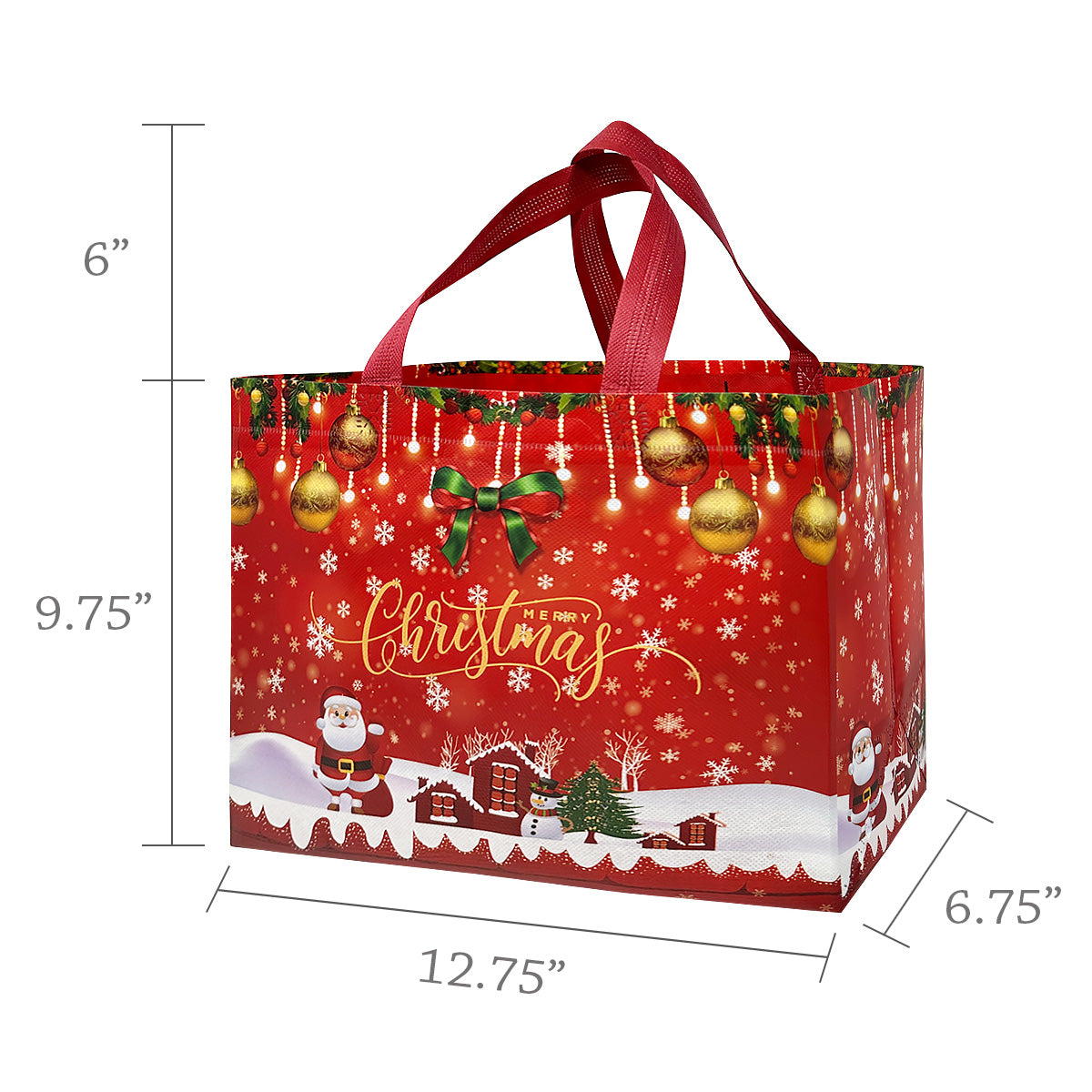 Wrapables Non-Woven Reusable Christmas Holidays Gift Bags with Handles for Gift Wrap, Parties, Favors and Treats (Set of 8)