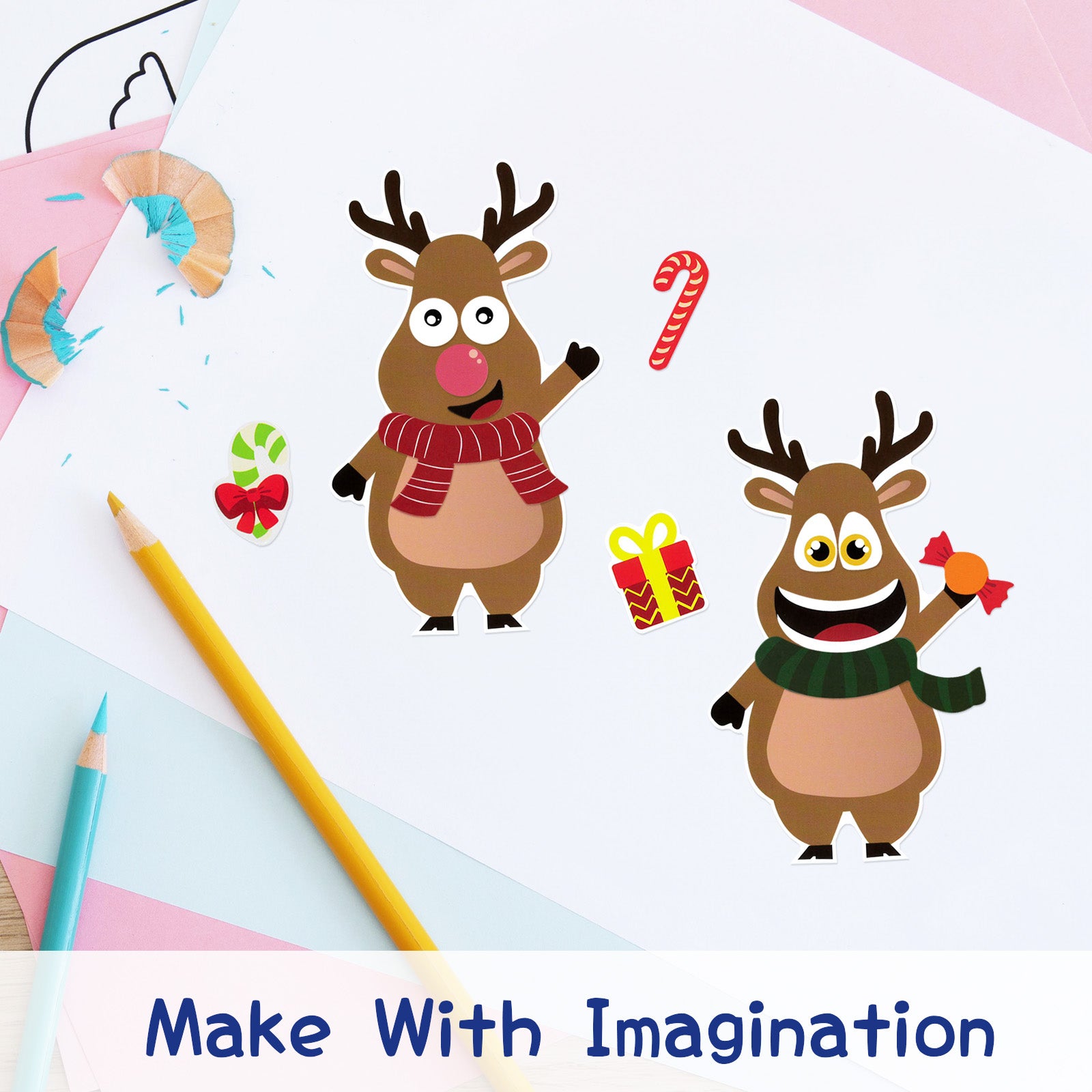 Wrapables Make Your Own Christmas Stickers, DIY Make a Face Sticker Sheets, Holiday Crafts and Activities, Party Favors (24 Sheets)