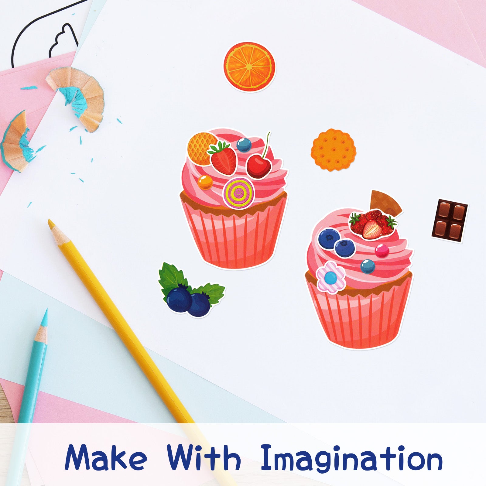 Wrapables Make Your Own Sticker Sheets, DIY Make a Face Animal, Food, Party Favor Stickers (24 Sheets)