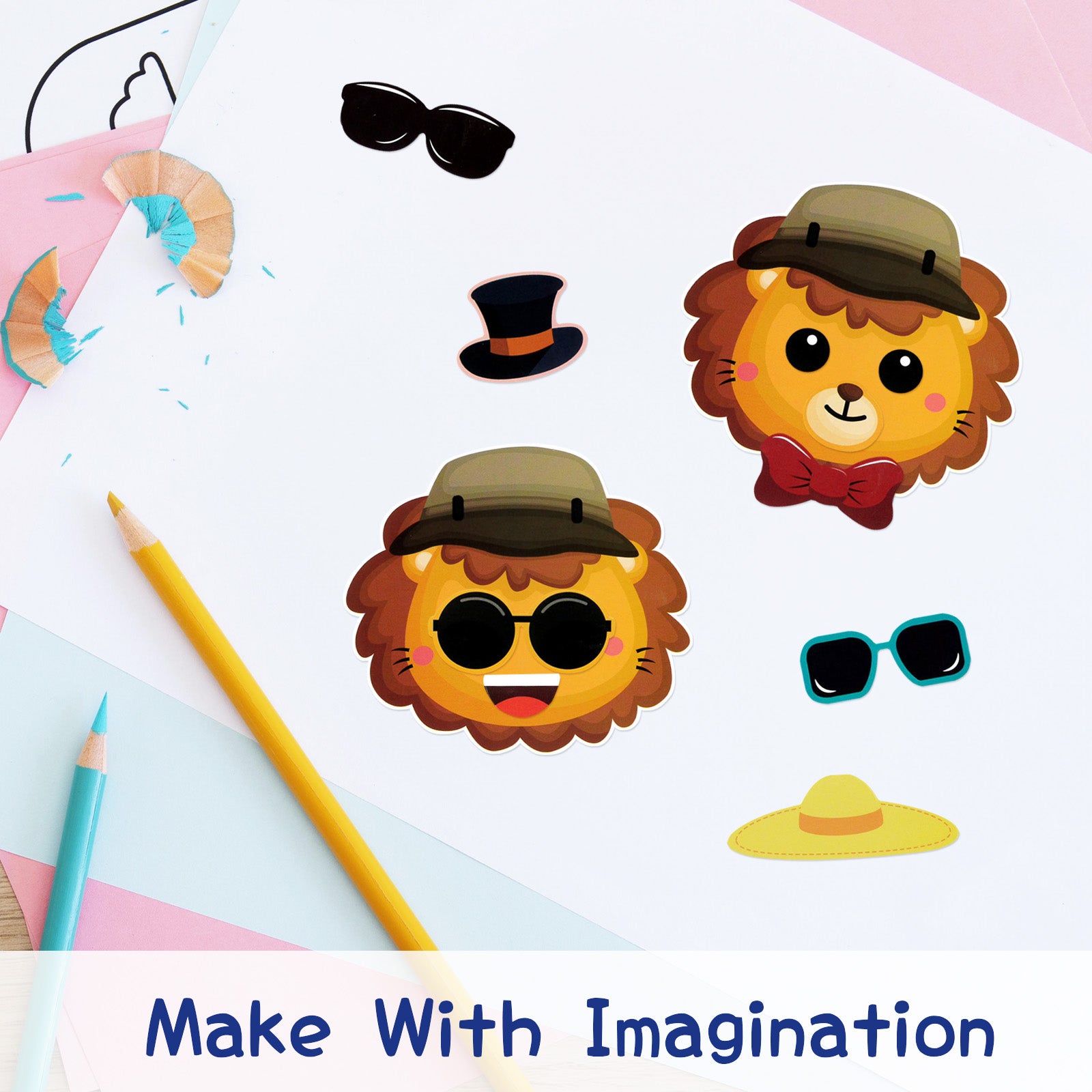 Wrapables Make Your Own Sticker Sheets, DIY Make a Face Animal, Food, Party Favor Stickers (24 Sheets)