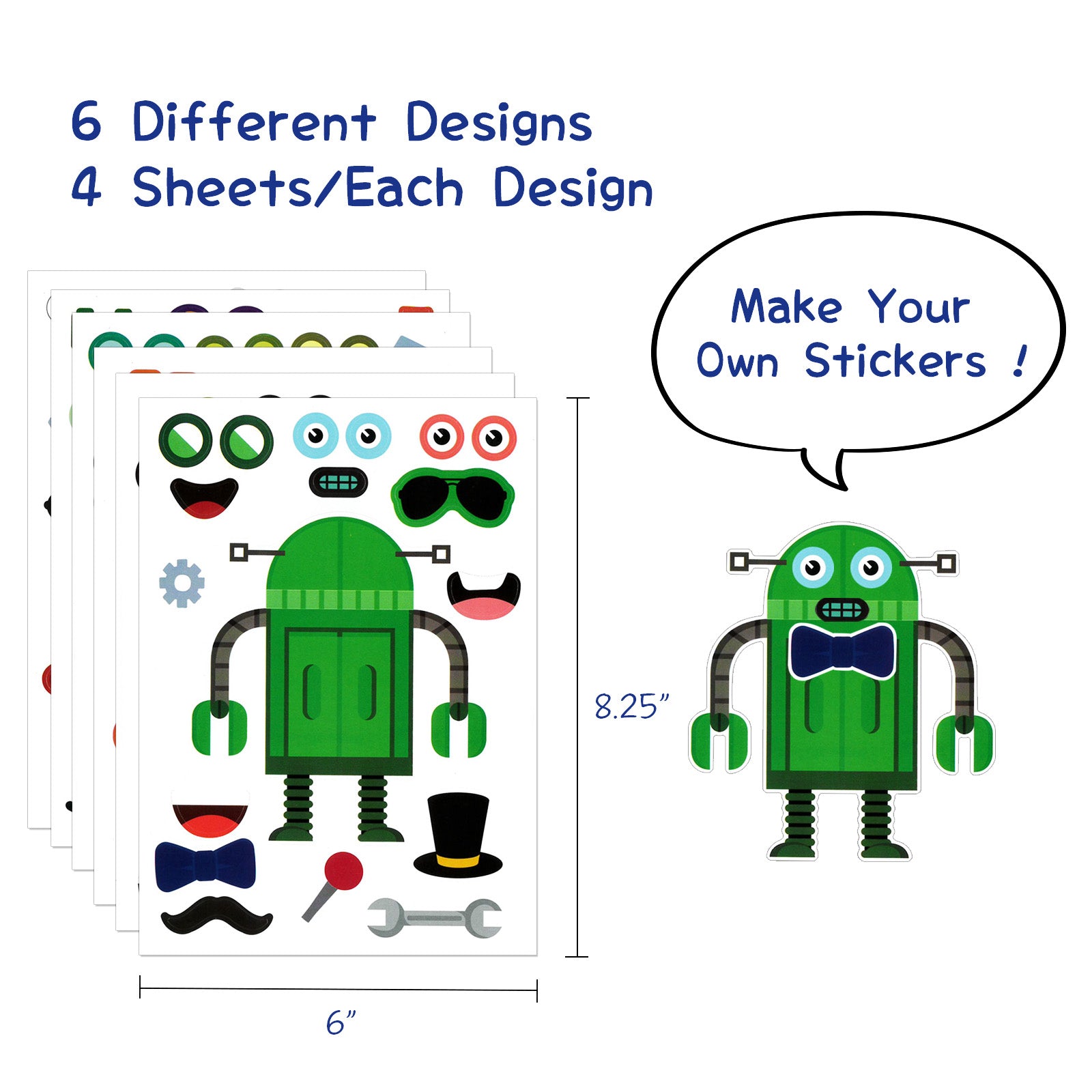 Wrapables Make Your Own Sticker Sheets, DIY Make a Face Animal, Food, Party Favor Stickers (24 Sheets)