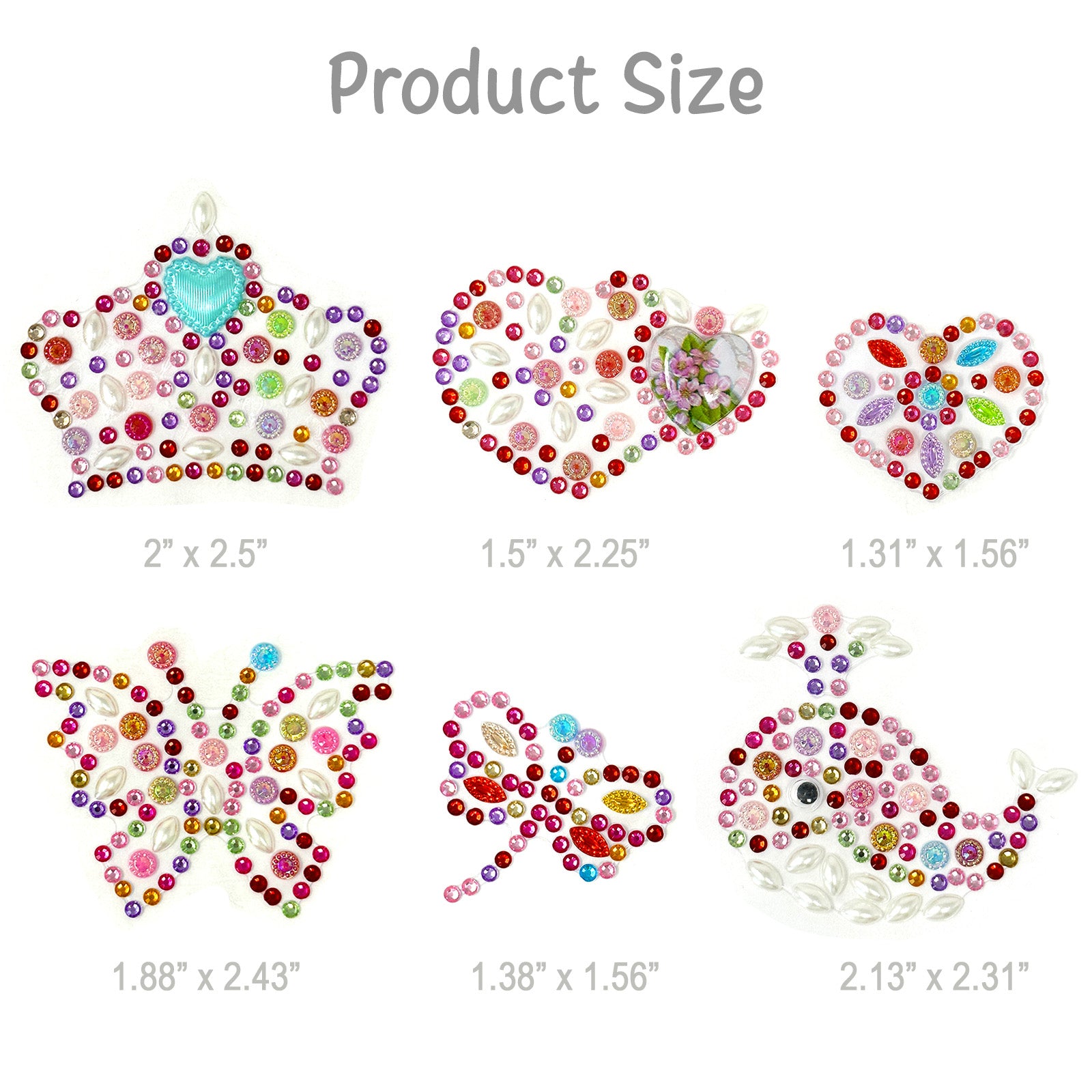 Wrapables Crystal Rhinestone Gem Stickers, Bling Jewel Adhesives for DIY Arts & Crafts, Smartphones, Water Bottles, Sunglass Cases (Set of 6)