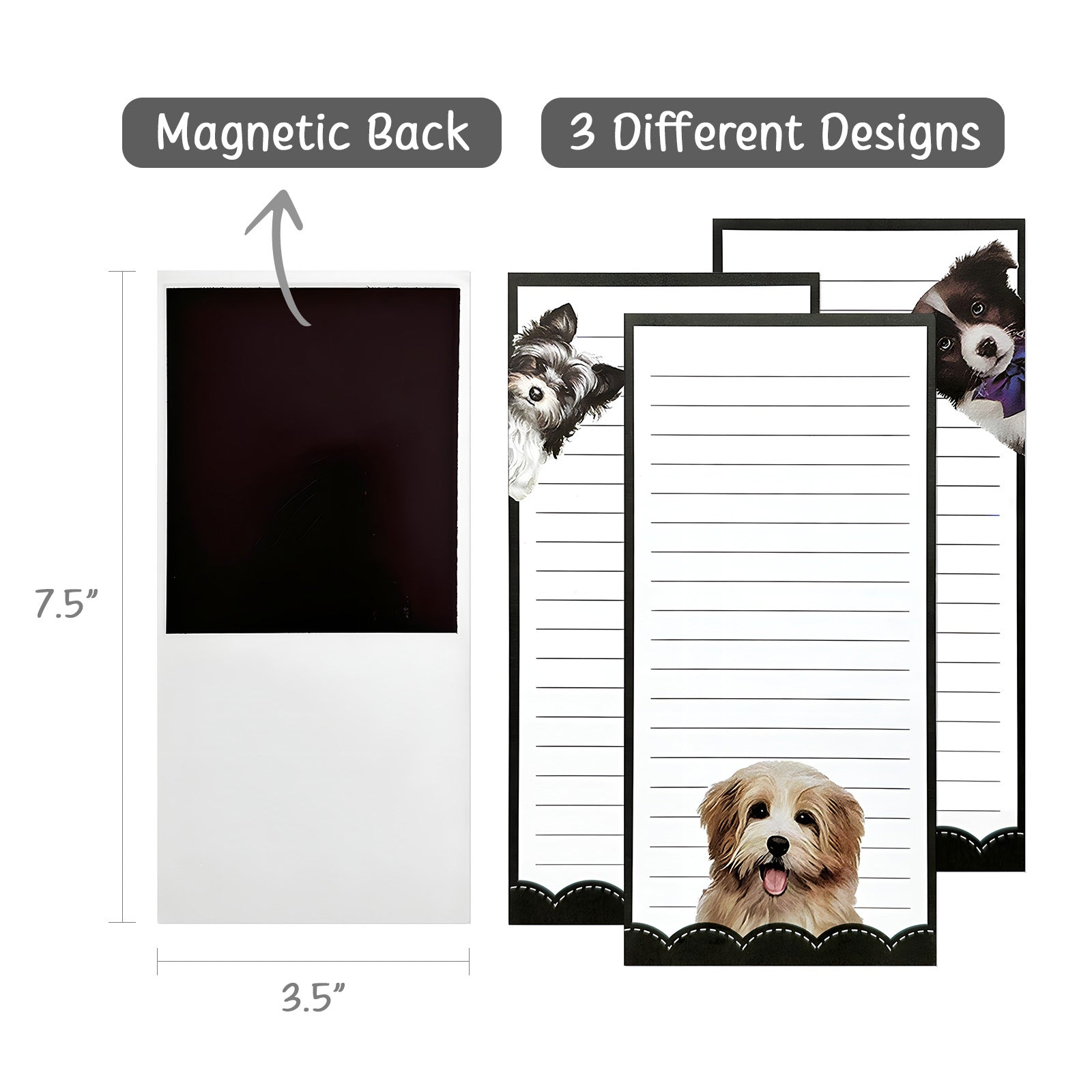Wrapables Magnetic Notepads for Refrigerator, To-Do lists, Grocery Shopping, Memo, Reminders (Set of 3)