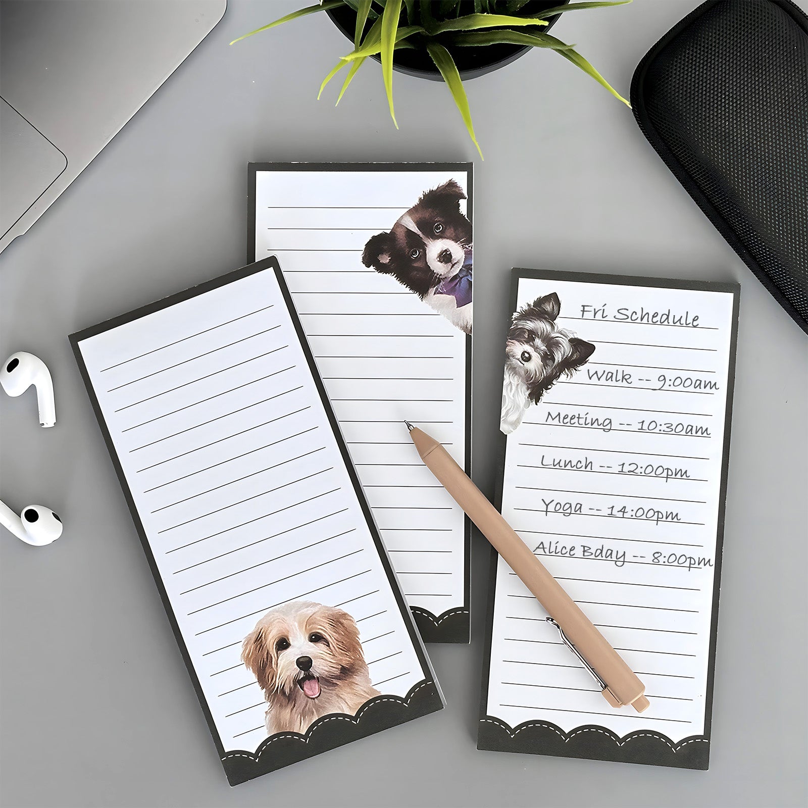 Wrapables Magnetic Notepads for Refrigerator, To-Do lists, Grocery Shopping, Memo, Reminders (Set of 3)