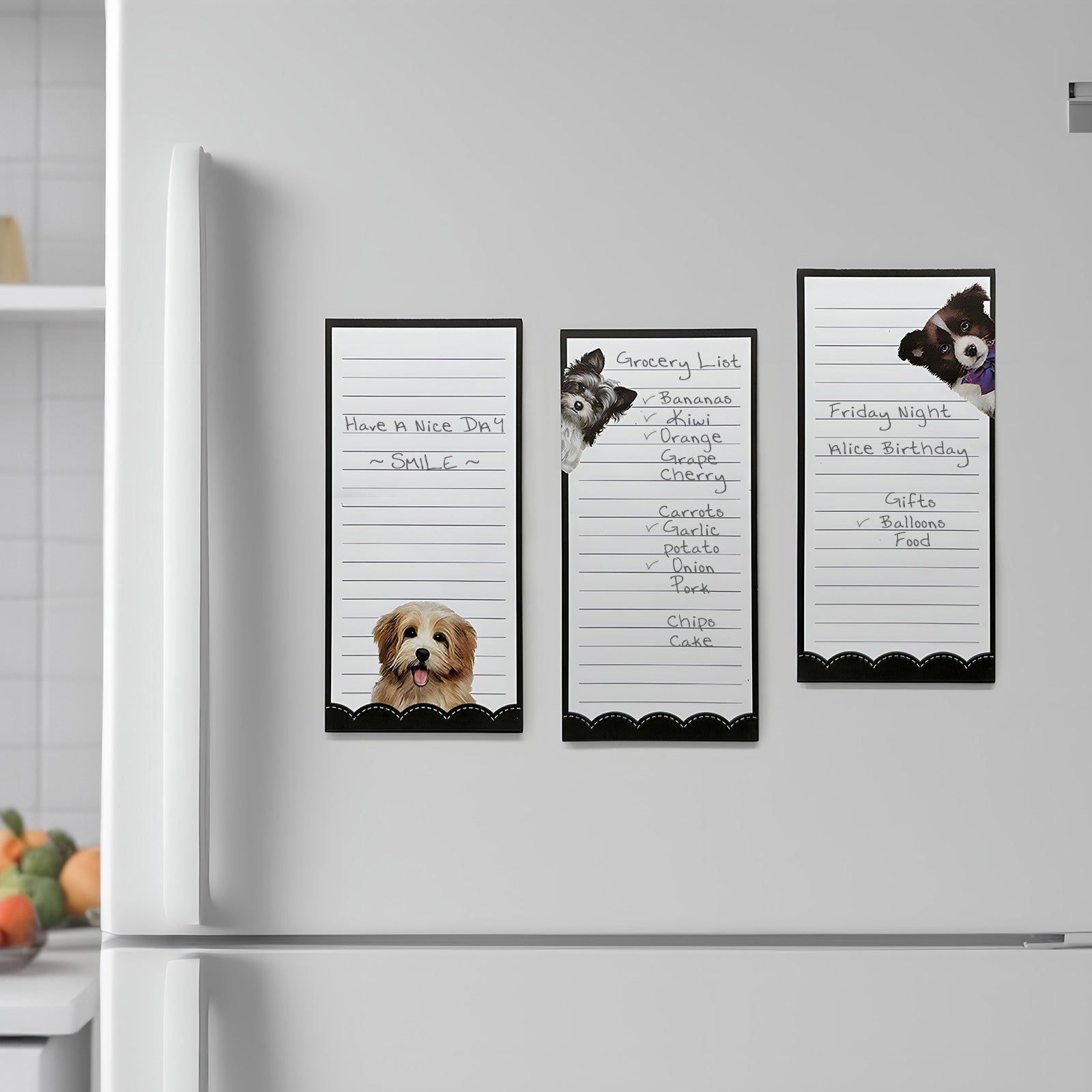 Wrapables Magnetic Notepads for Refrigerator, To-Do lists, Grocery Shopping, Memo, Reminders (Set of 3)