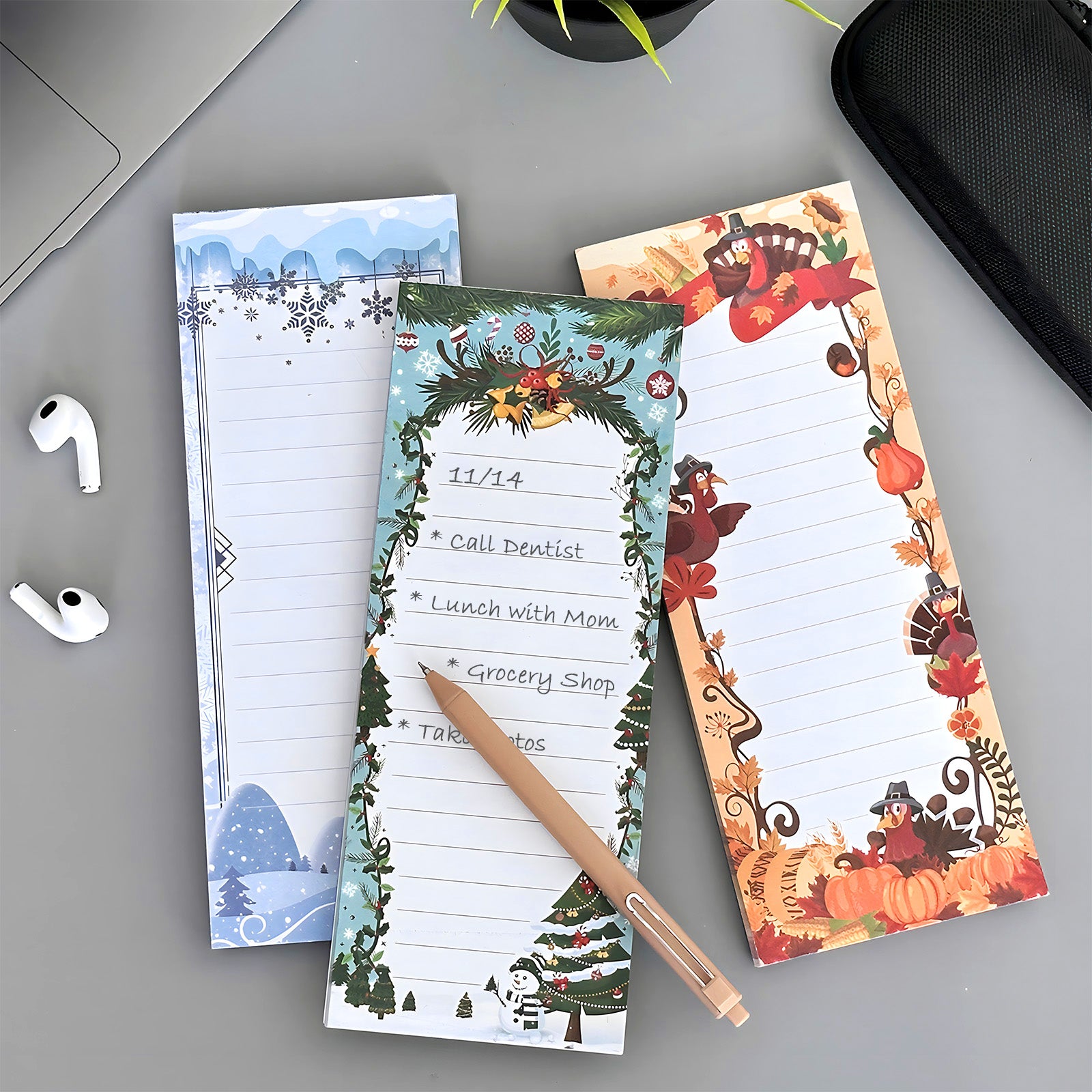Wrapables Magnetic Notepads for Refrigerator, To-Do lists, Grocery Shopping, Memo, Reminders (Set of 3)