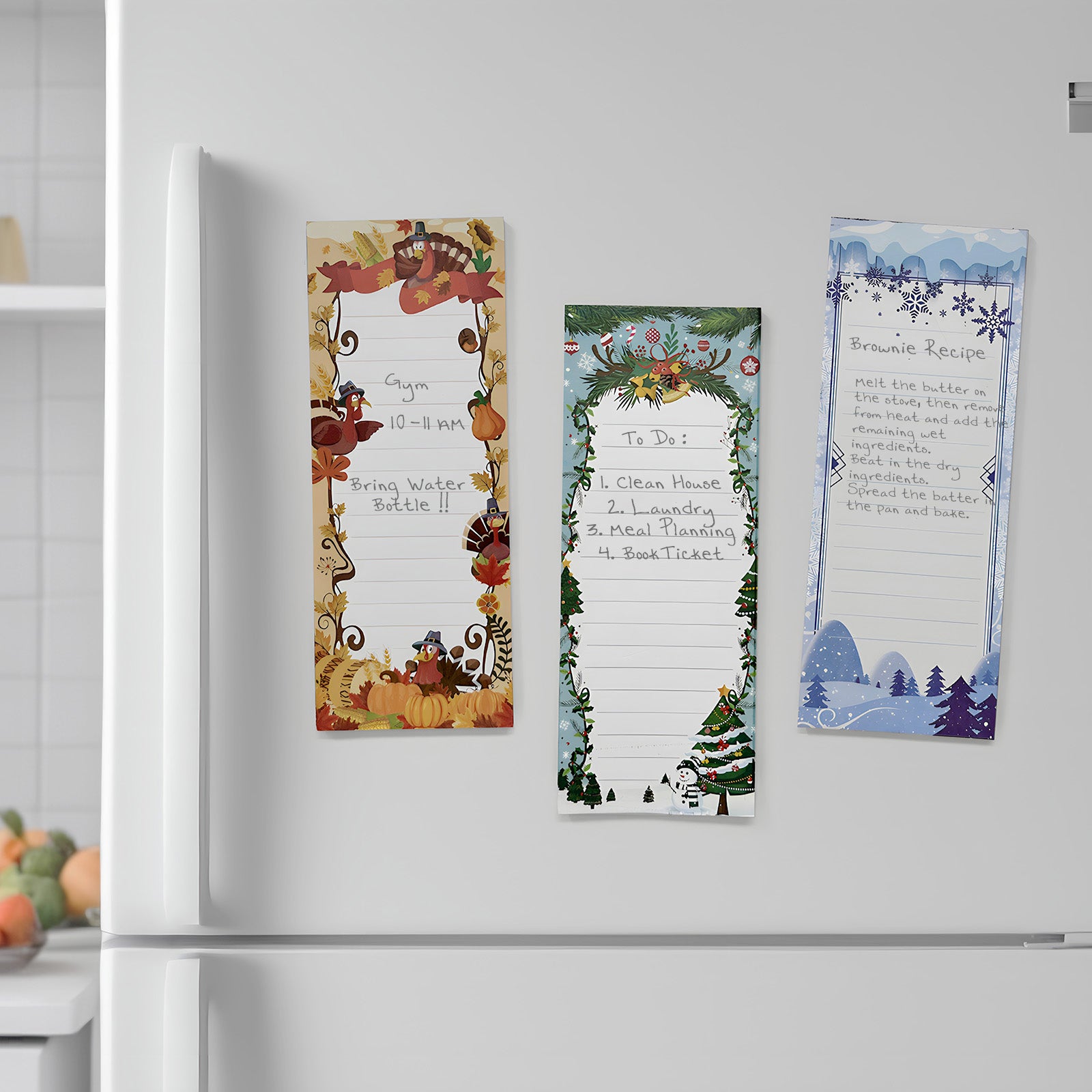 Wrapables Magnetic Notepads for Refrigerator, To-Do lists, Grocery Shopping, Memo, Reminders (Set of 3)