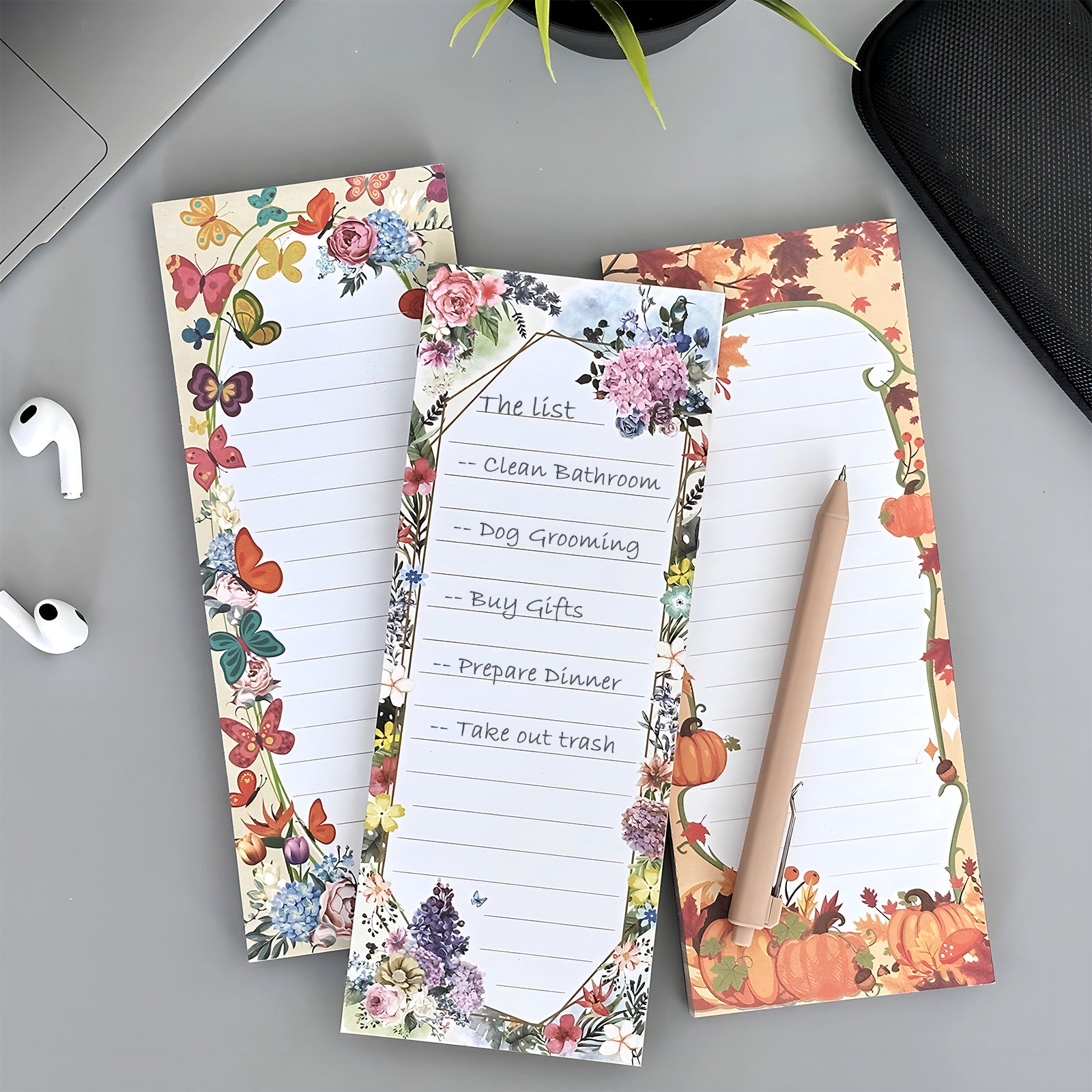 Wrapables Magnetic Notepads for Refrigerator, To-Do lists, Grocery Shopping, Memo, Reminders (Set of 3)