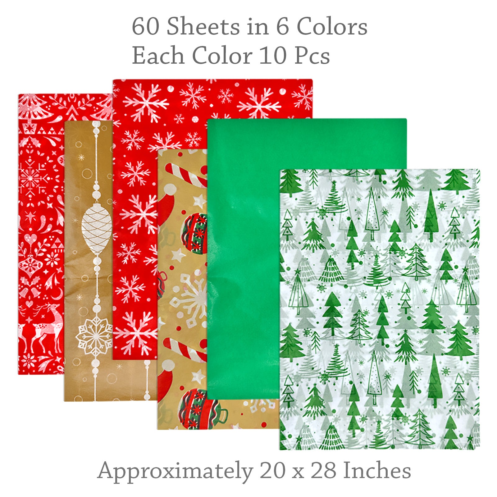 Wrapables Tissue Paper 20 x 28 Inch for Gift Wrapping, Arts & Crafts, Paper Flowers, Garlands, Tassels (60 Sheets)