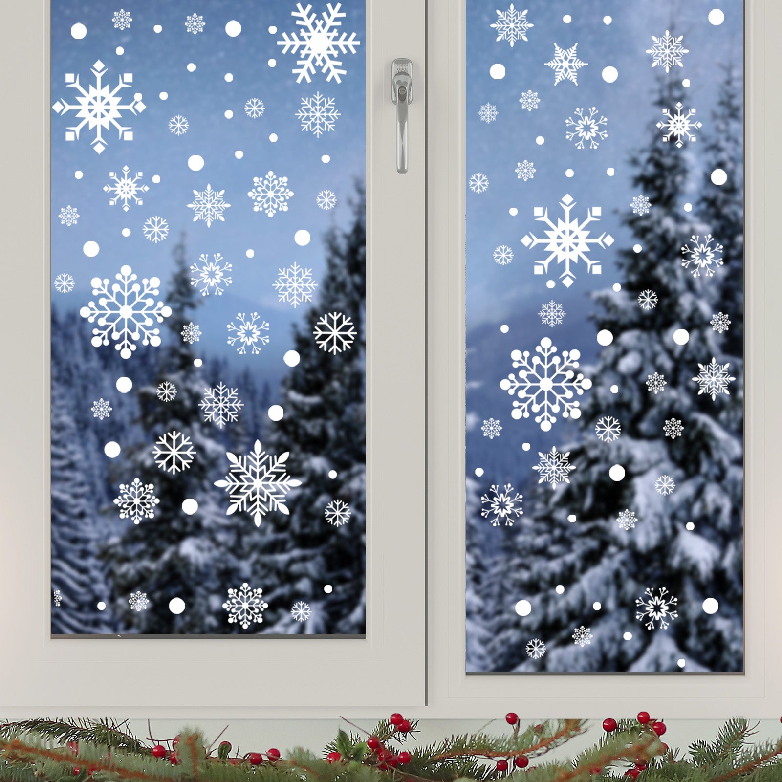 Wrapables Snowflake Window Clings Decal Stickers, Christmas Winter Decoration for Glass Windows