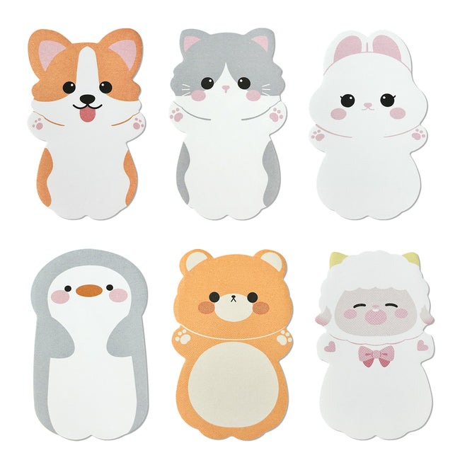 Wrapables Baby Animals Sticky Notes, Adhesive Memo Notepads for Home, Office, Work (Set of 6)