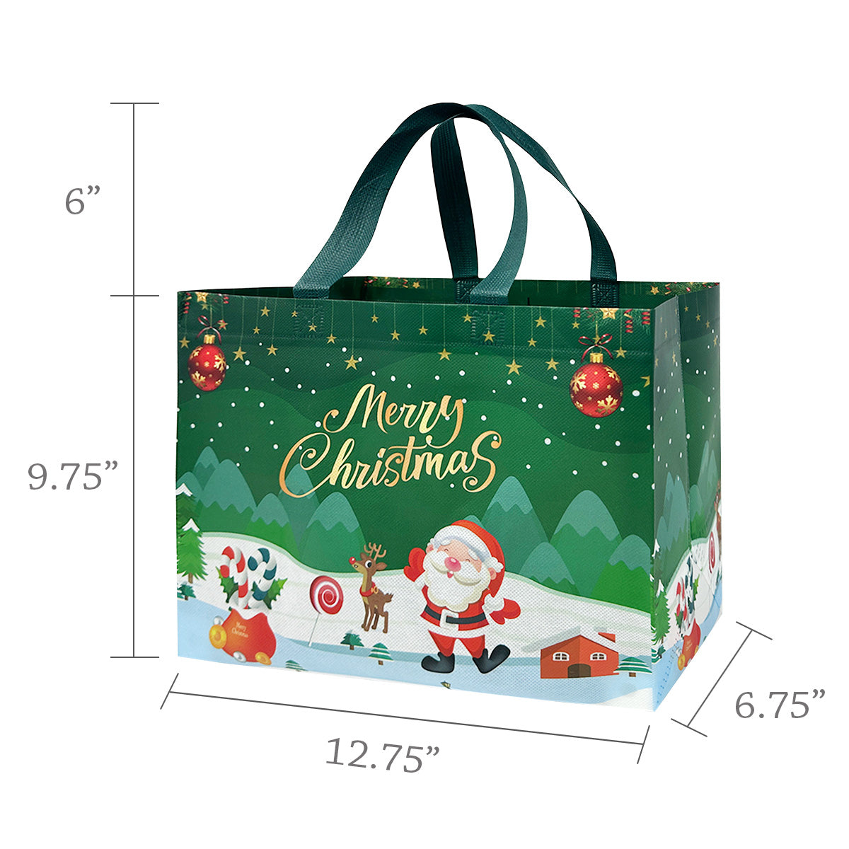 Wrapables Non-Woven Reusable Christmas Holidays Gift Bags with Handles for Gift Wrap, Parties, Favors and Treats (Set of 8)