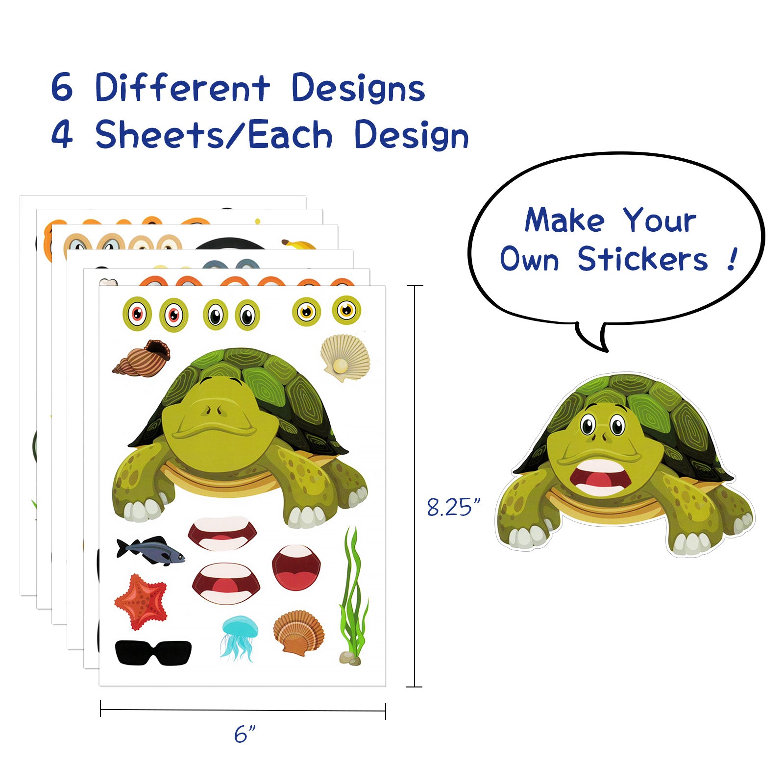 Wrapables Make Your Own Sticker Sheets, DIY Make a Face Animal, Food, Party Favor Stickers (24 Sheets)