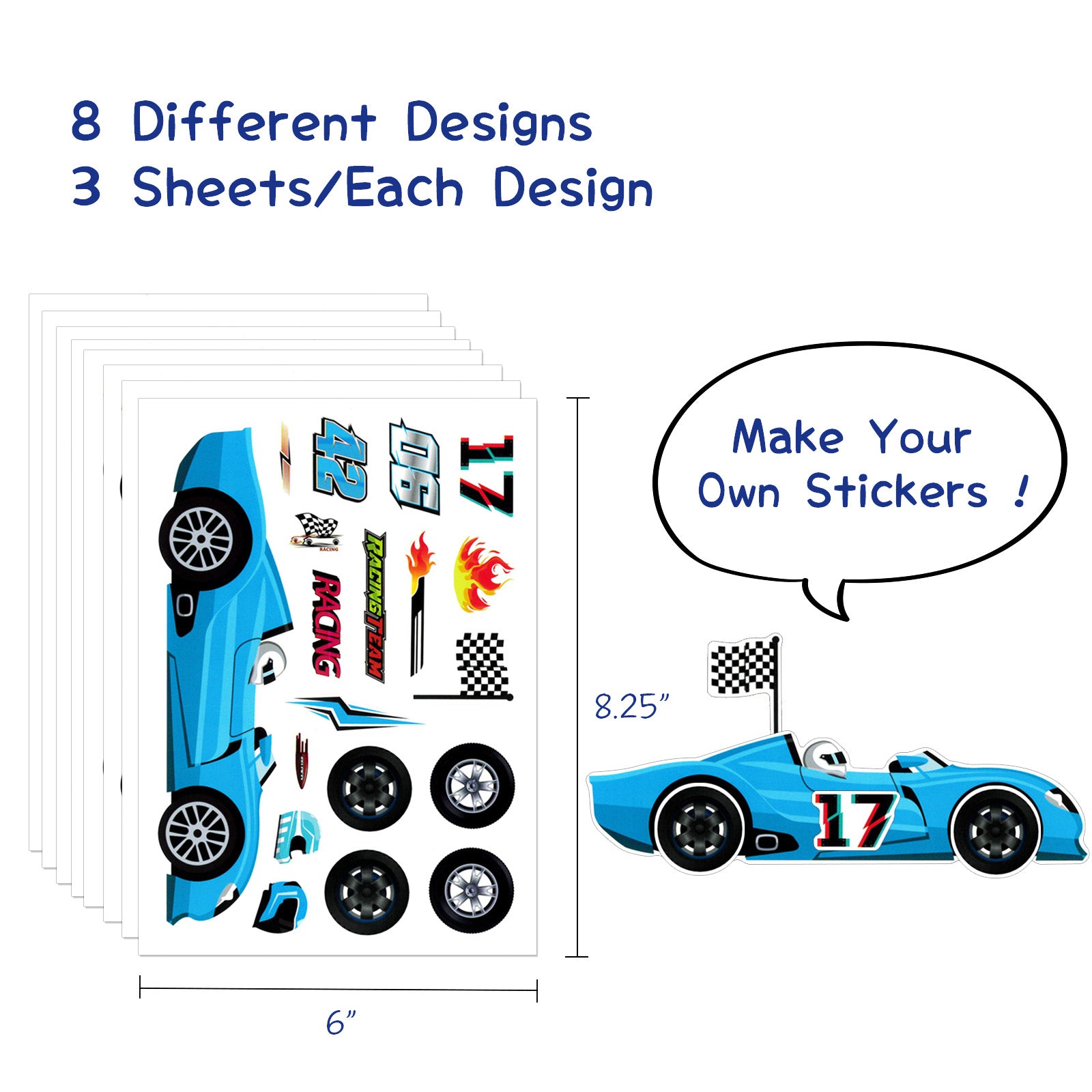 Wrapables Make Your Own Sticker Sheets, DIY Make a Face Animal, Food, Party Favor Stickers (24 Sheets)