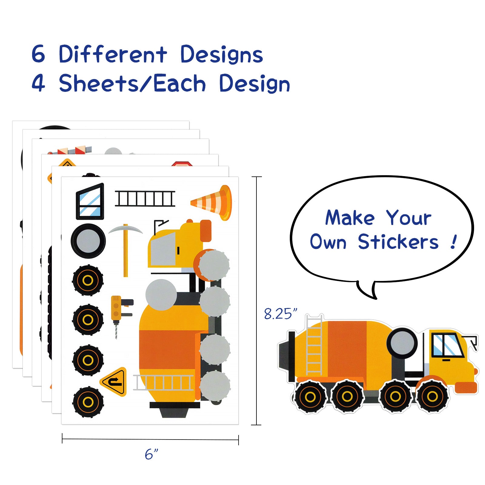 Wrapables Make Your Own Sticker Sheets, DIY Make a Face Animal, Food, Party Favor Stickers (24 Sheets)