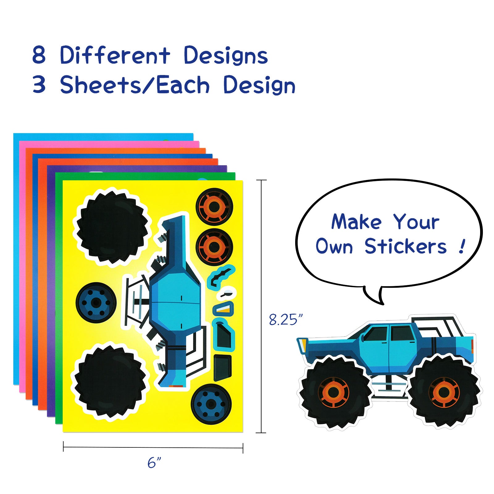 Wrapables Make Your Own Sticker Sheets, DIY Make a Face Animal, Food, Party Favor Stickers (24 Sheets)