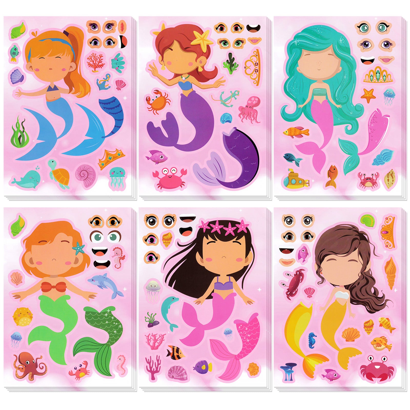 Wrapables Make Your Own Sticker Sheets, DIY Make a Face Animal, Food, Party Favor Stickers (24 Sheets)
