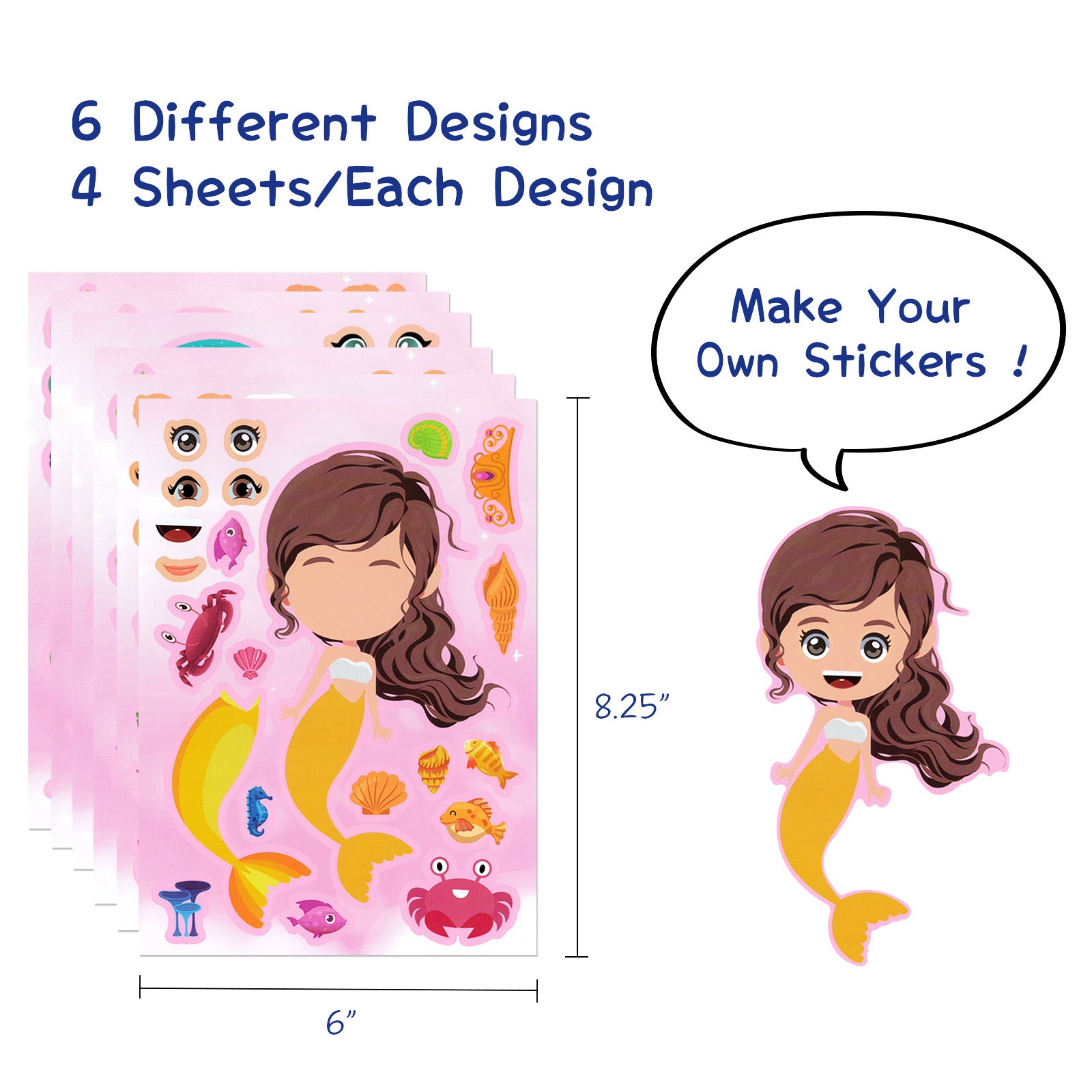 Wrapables Make Your Own Sticker Sheets, DIY Make a Face Animal, Food, Party Favor Stickers (24 Sheets)