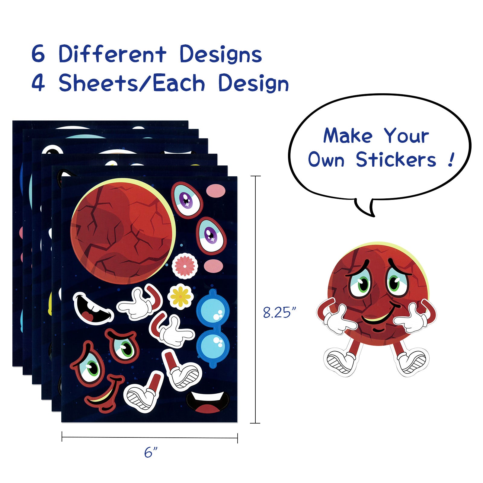 Wrapables Make Your Own Sticker Sheets, DIY Make a Face Animal, Food, Party Favor Stickers (24 Sheets)