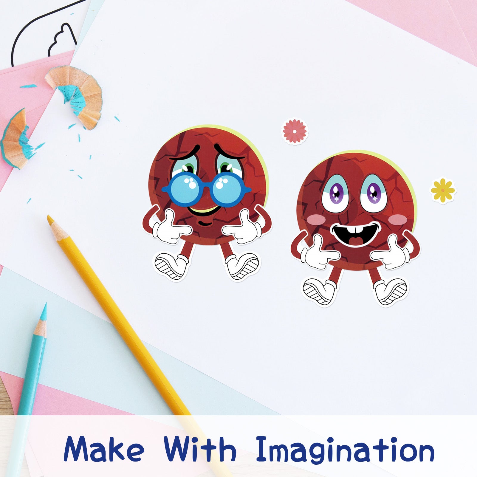 Wrapables Make Your Own Sticker Sheets, DIY Make a Face Animal, Food, Party Favor Stickers (24 Sheets)